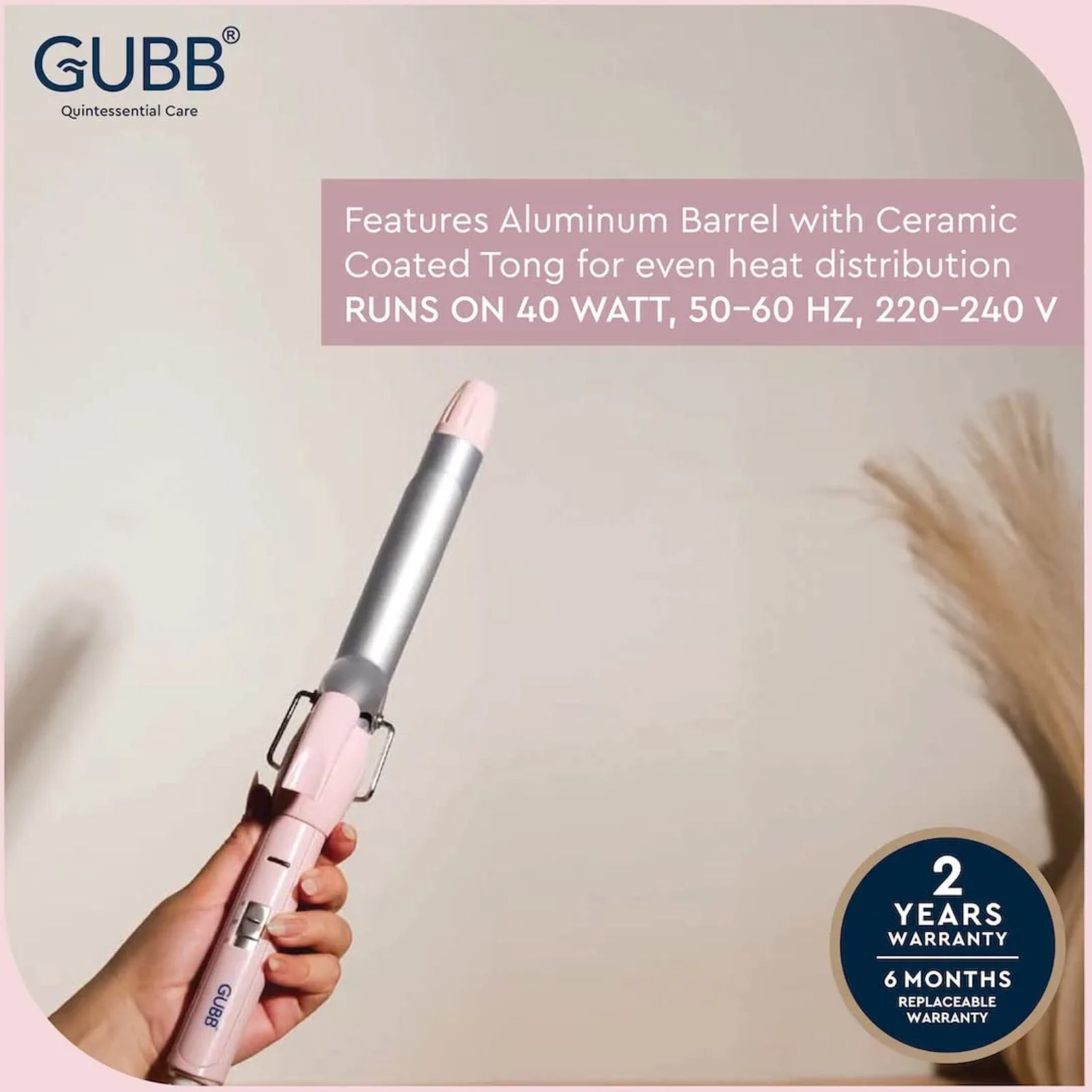 GUBB GB 005 Hair Styler with Anti Frizz Technology (Heat Damage Control, Pink)_5