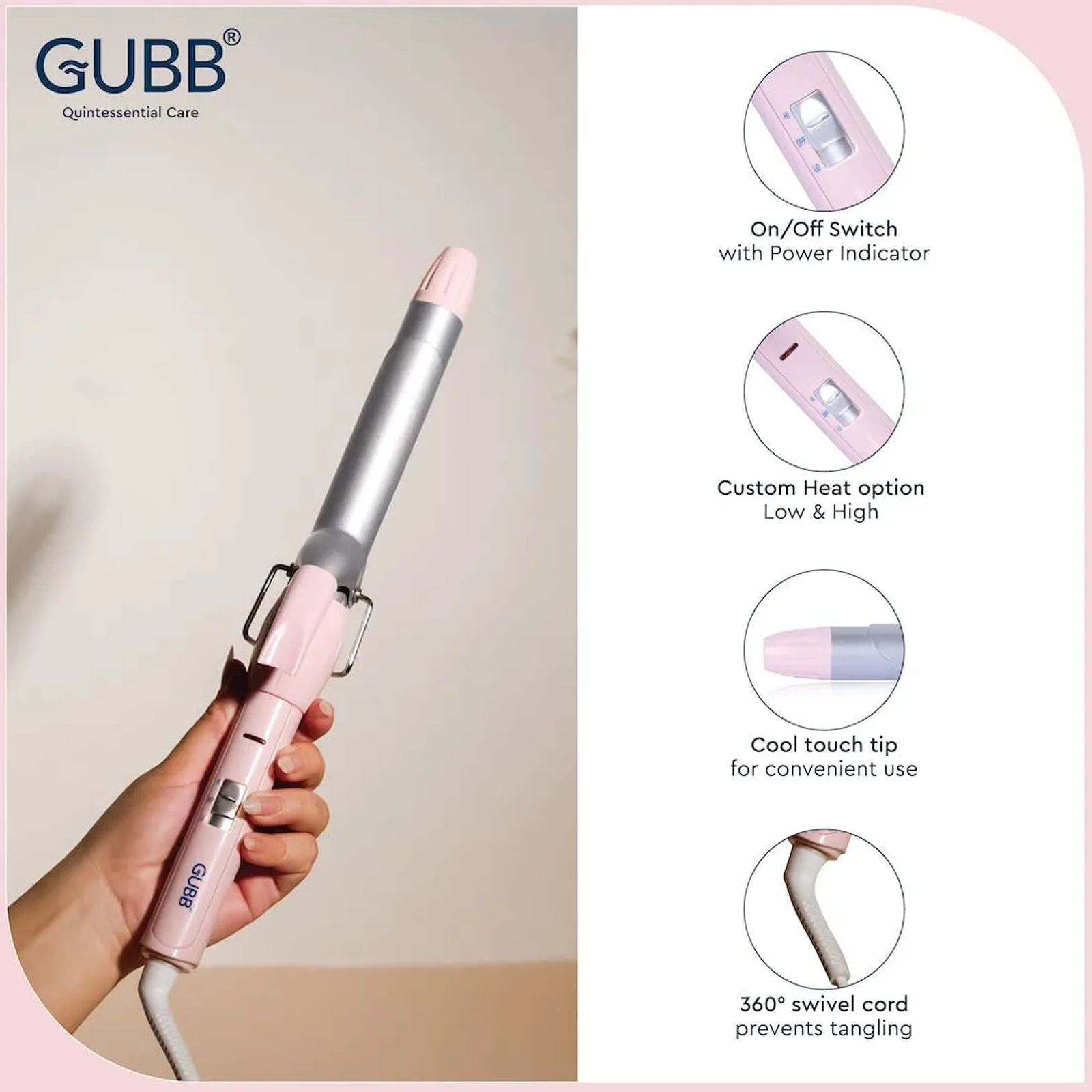 GUBB GB 005 Hair Styler with Anti Frizz Technology (Heat Damage Control, Pink)_6