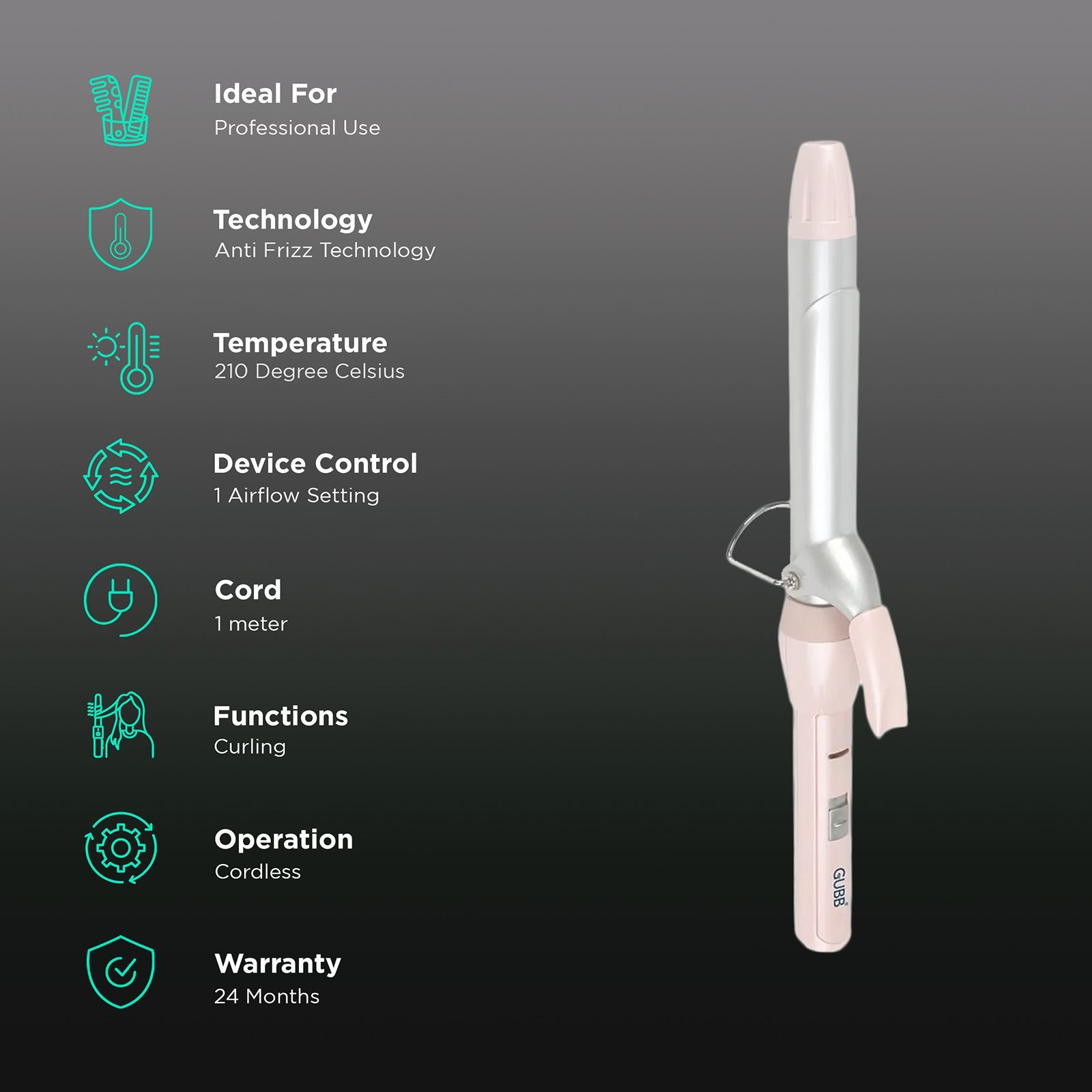 GUBB GB 005 Hair Styler with Anti Frizz Technology (Heat Damage Control, Pink)_3