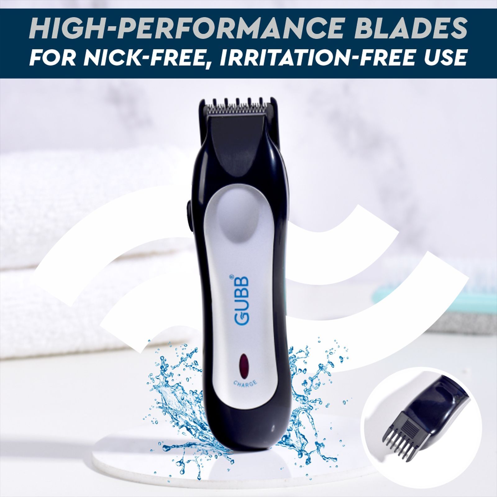 GUBB GB-9018 Rechargeable Cordless Dry Trimmer for Beard with 5 Length Settings for Men (30mins Runtime, 360 Degree Rotating Blades, Black)_9