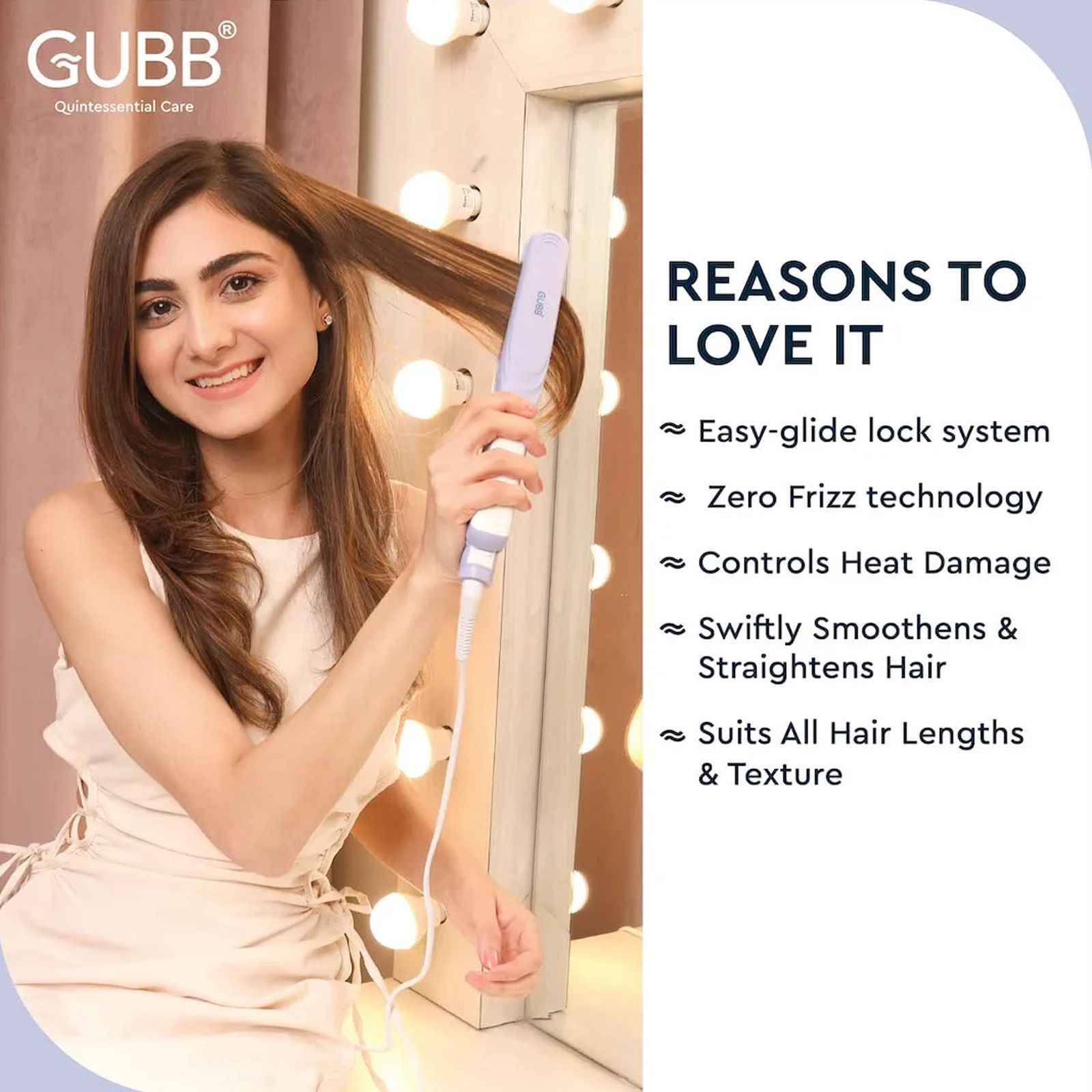 GUBB GB-557 Hair Straightener with Zero-Frizz Technology (Ceramic Plates, Purple)_5