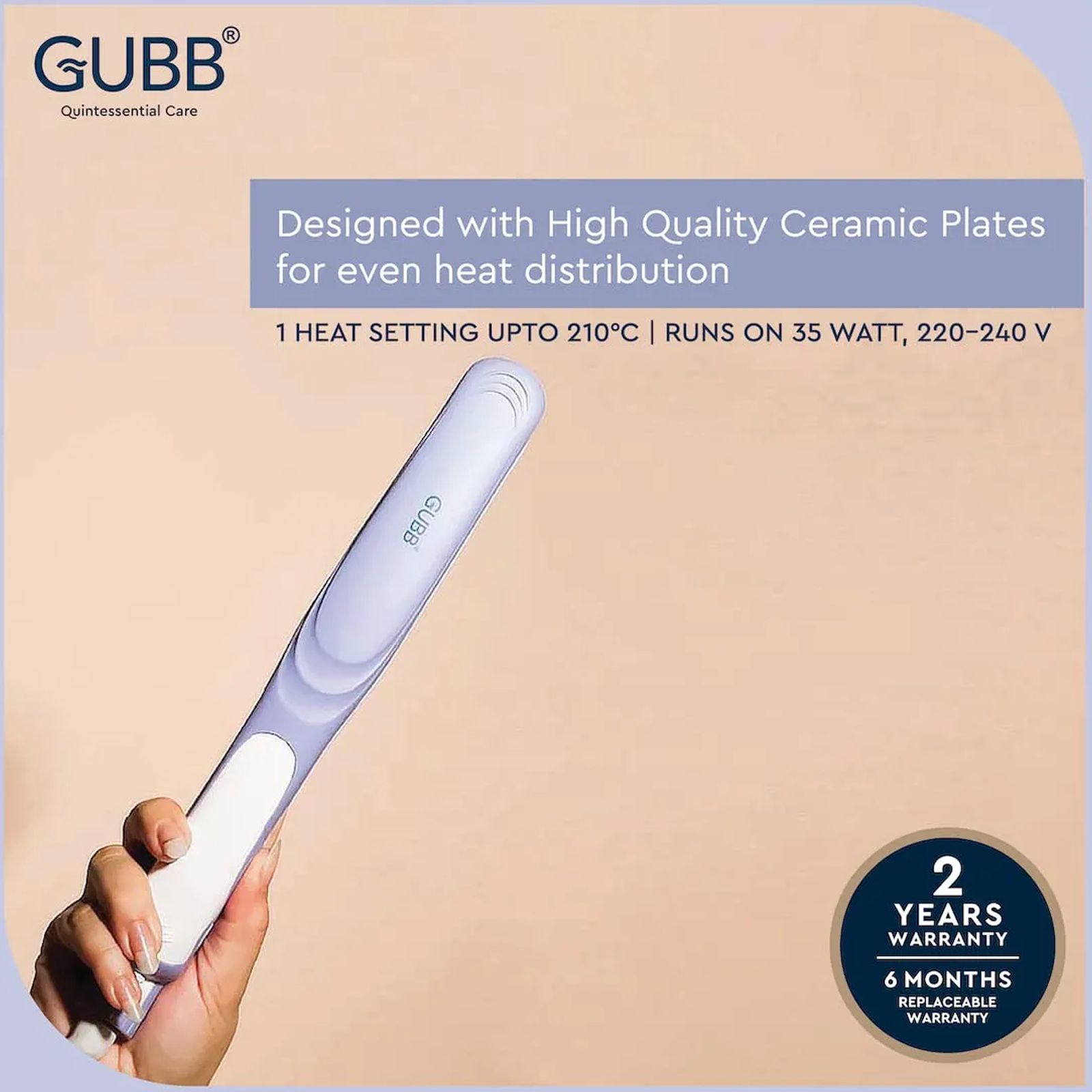 GUBB GB-557 Hair Straightener with Zero-Frizz Technology (Ceramic Plates, Purple)_6