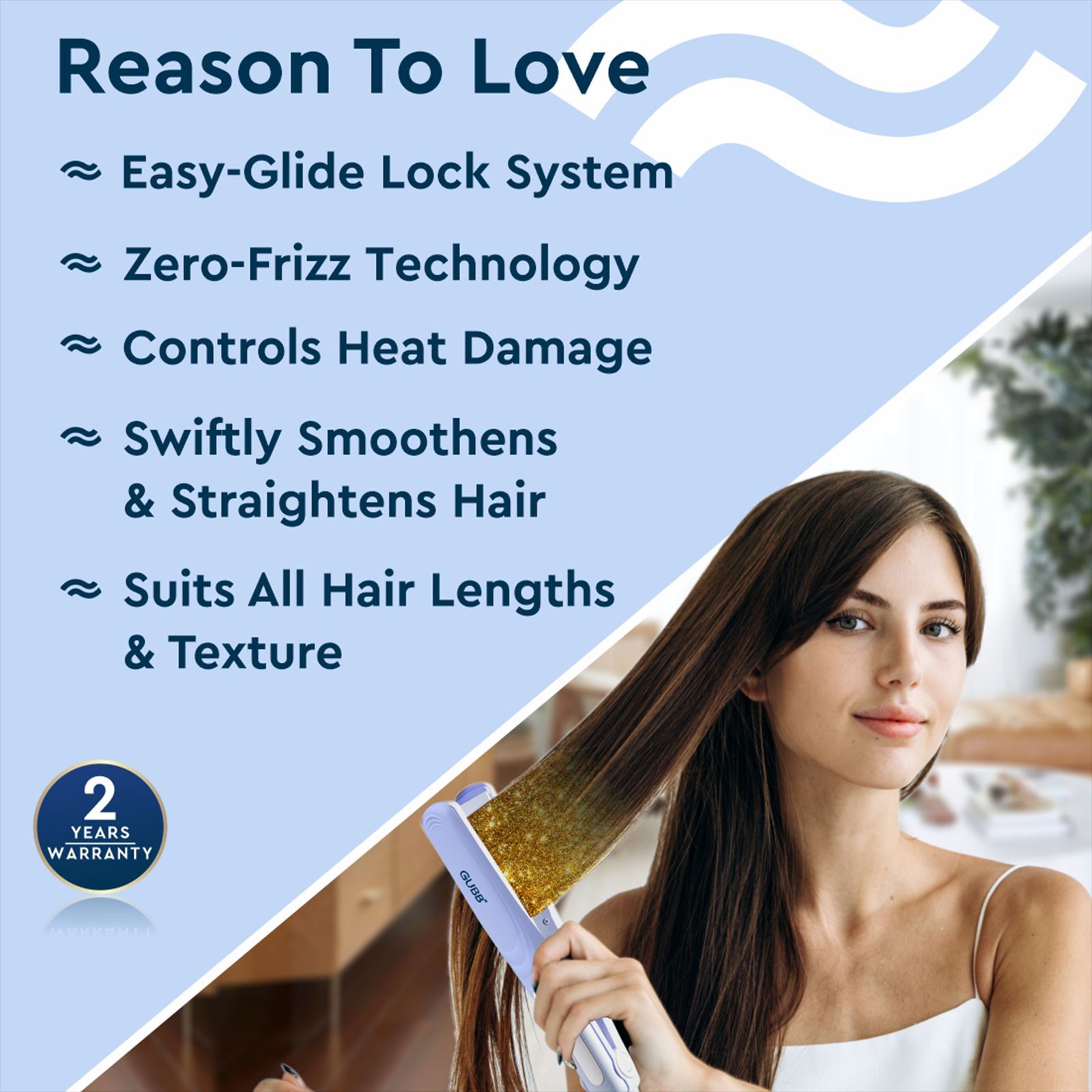 GUBB GB-557 Hair Straightener with Zero-Frizz Technology (Ceramic Plates, Purple)_10