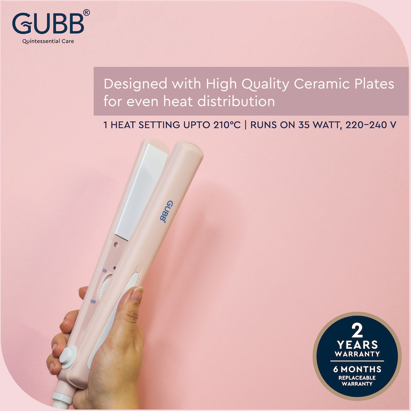 GUBB GB-650 Hair Straightener with Zero-Frizz Technology (Ceramic Plates, Pink)_10