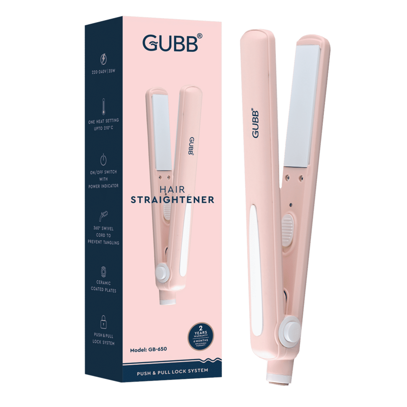 GUBB GB-650 Hair Straightener with Zero-Frizz Technology (Ceramic Plates, Pink)_11