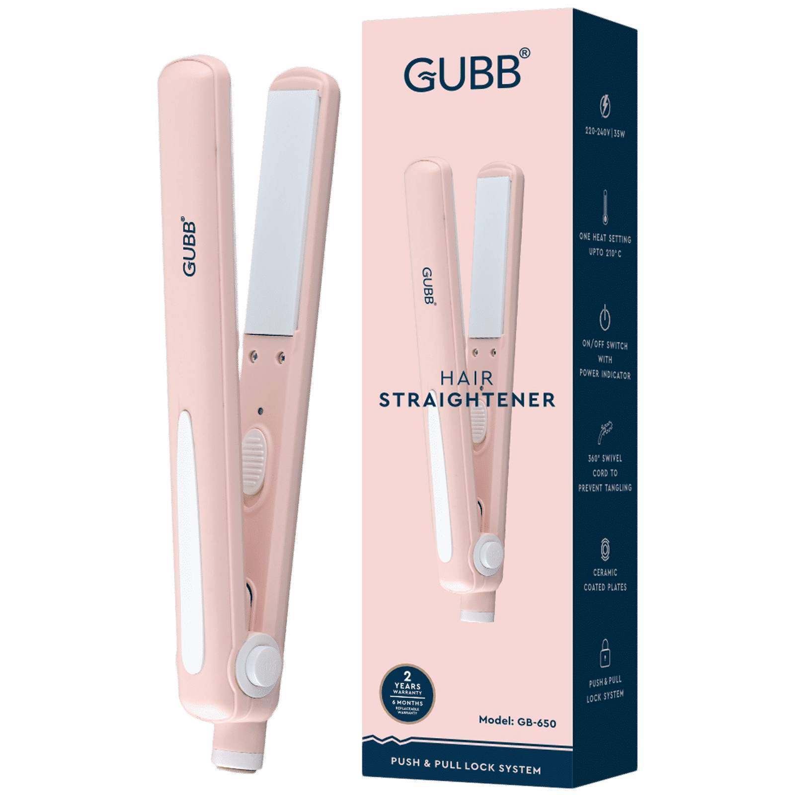 GUBB GB-650 Hair Straightener with Zero-Frizz Technology (Ceramic Plates, Pink)_6