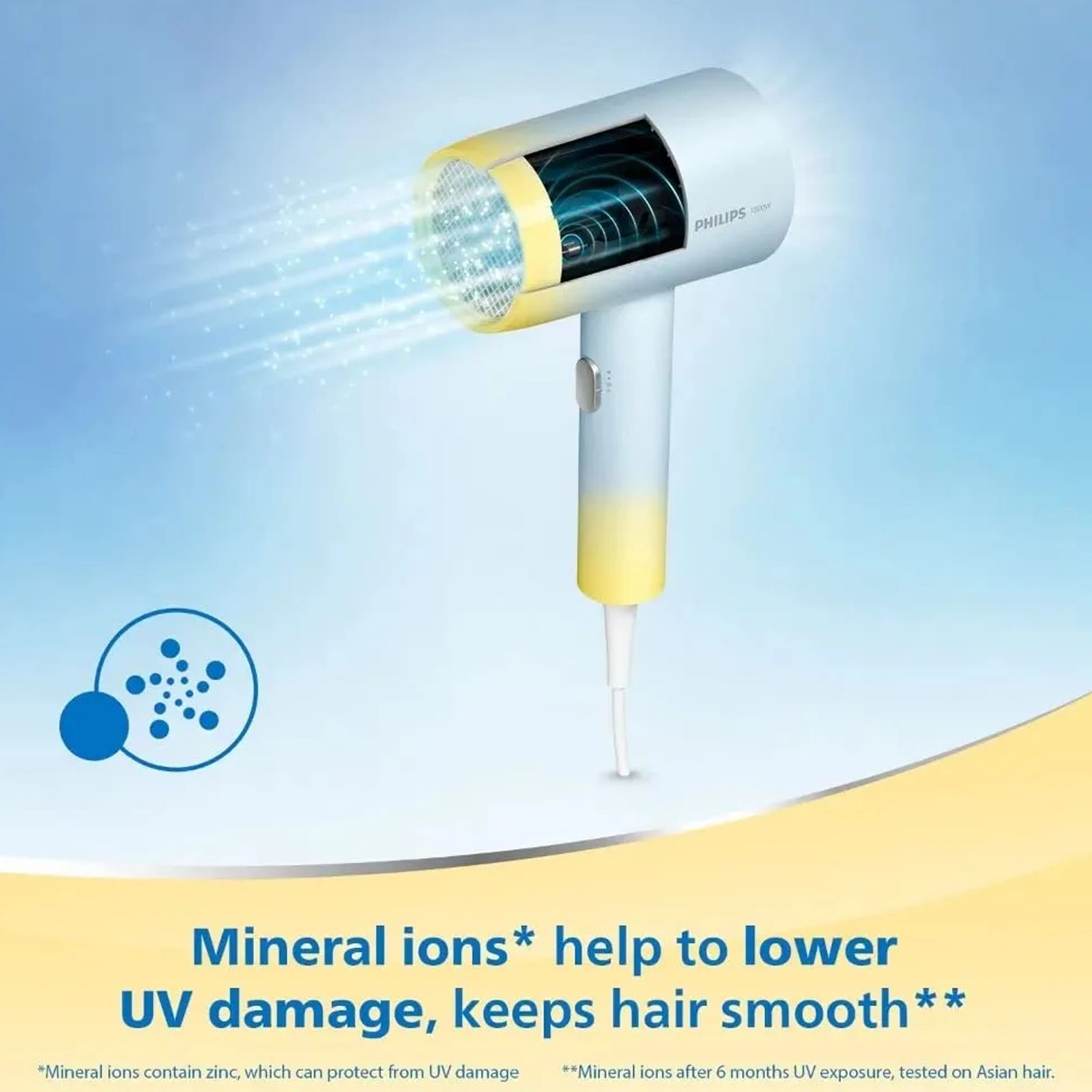 PHILIPS 3000 Hair Dryer with 3 Heat Settings & Cool Air Function (Mineral Ionic Care, Blue & Yellow)_4