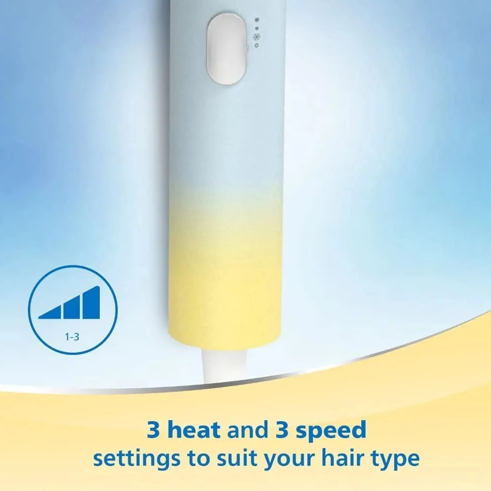 PHILIPS 3000 Hair Dryer with 3 Heat Settings & Cool Air Function (Mineral Ionic Care, Blue & Yellow)_7