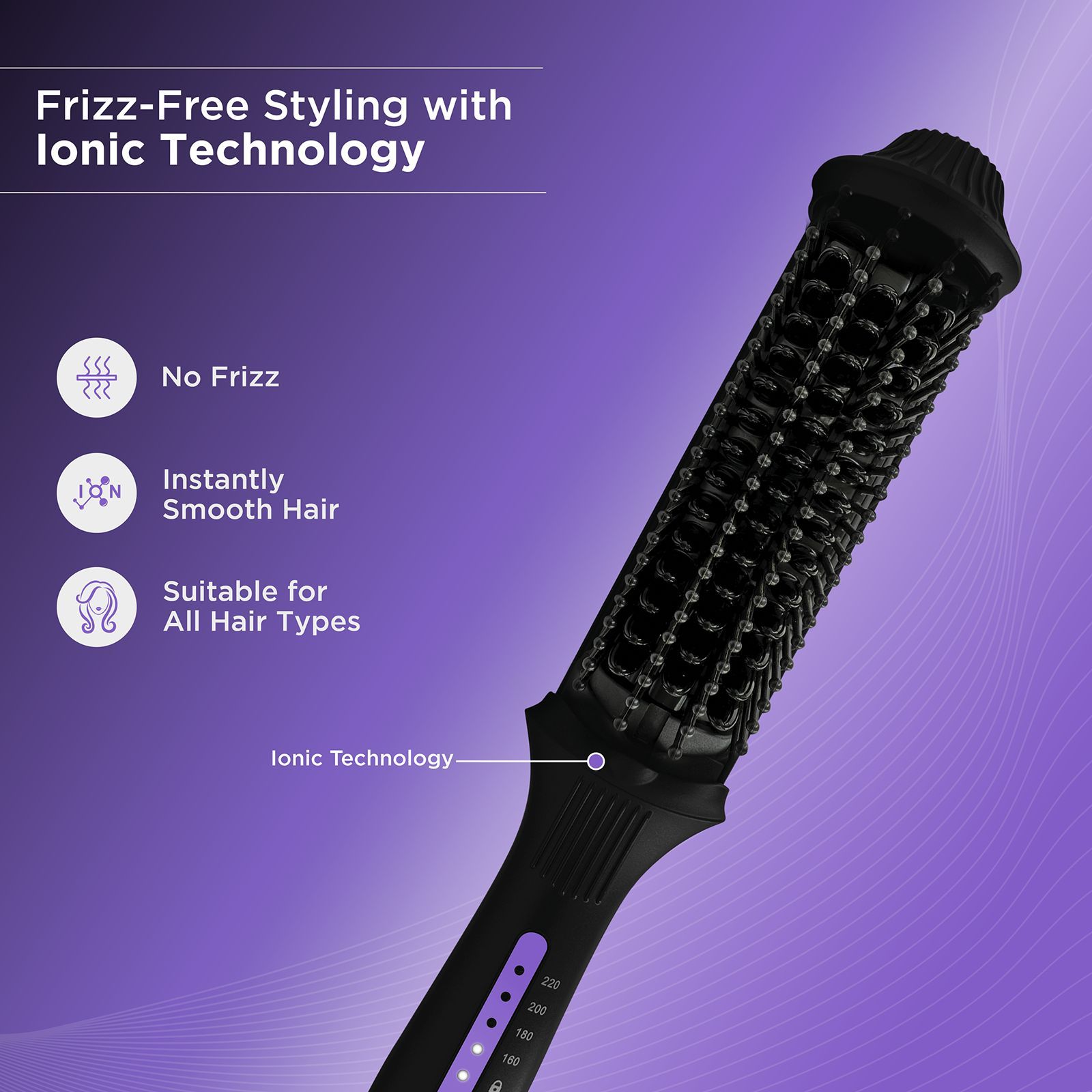 Bblunt Pro Hair Straightening Brush with Ionic Technology (Black & Purple) Bblunt Pro Hair Straightening Brush with Ionic Technology (Black & Purple)_5