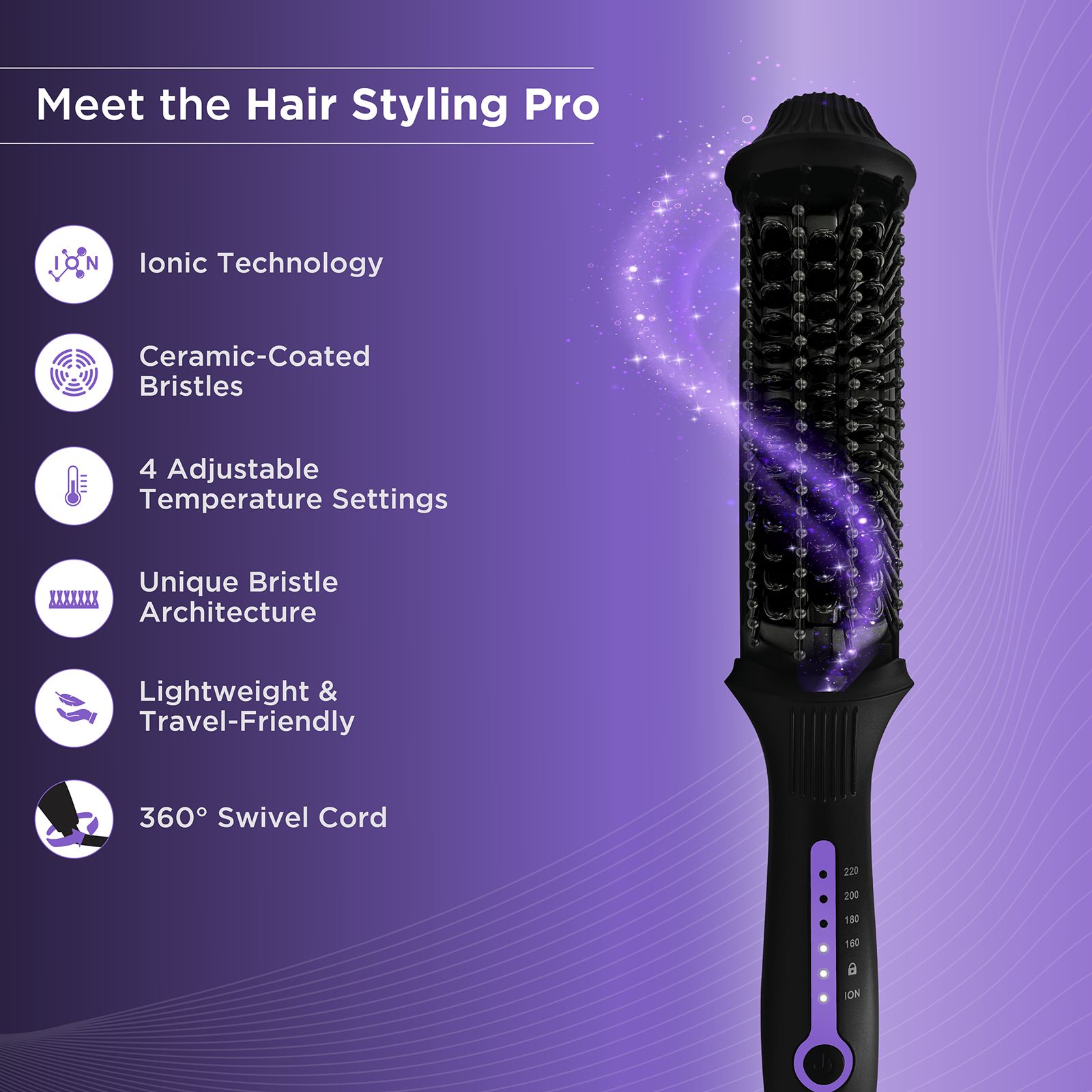 Bblunt Pro Hair Straightening Brush with Ionic Technology (Black & Purple) Bblunt Pro Hair Straightening Brush with Ionic Technology (Black & Purple)_7