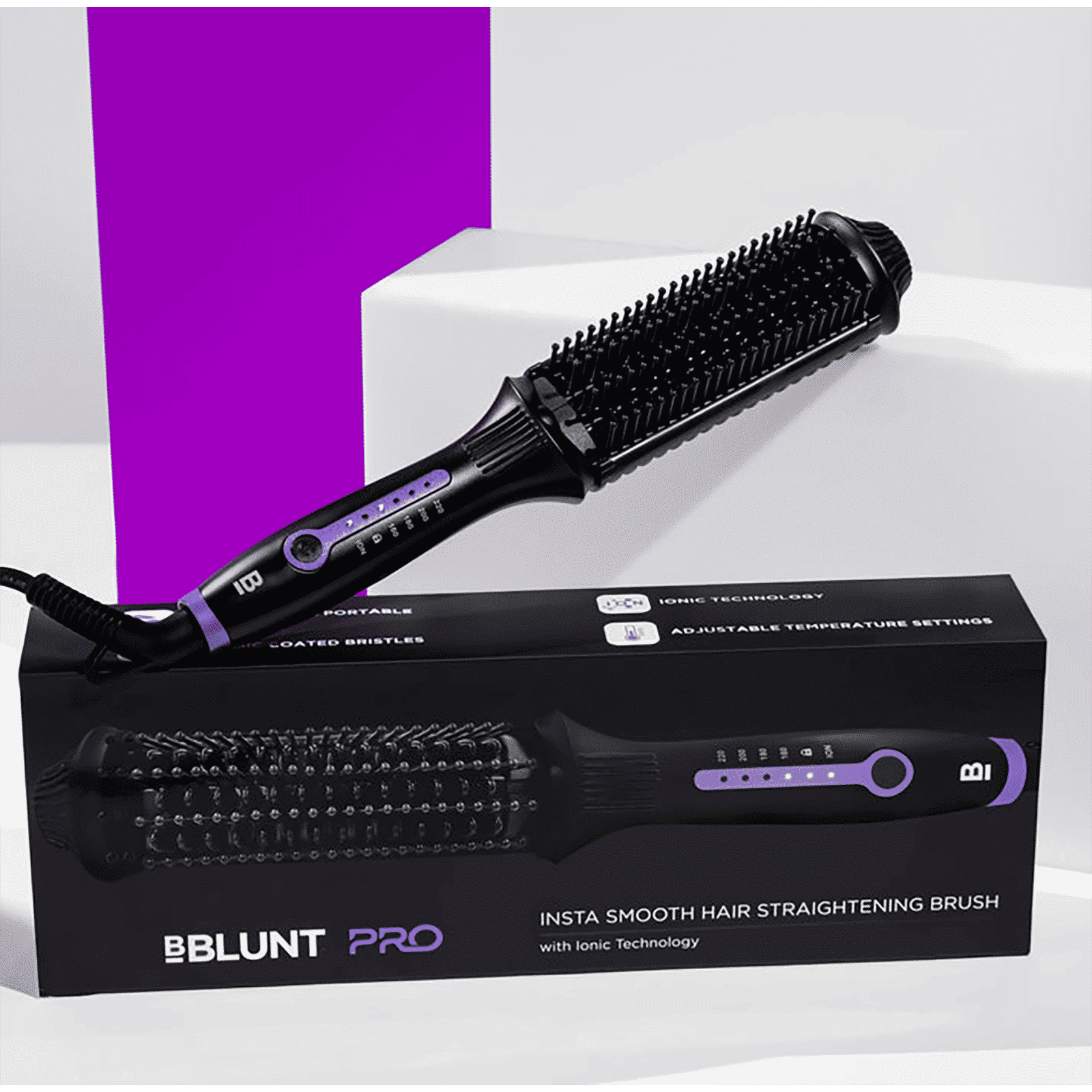 Bblunt Pro Hair Straightening Brush with Ionic Technology (Black & Purple) Bblunt Pro Hair Straightening Brush with Ionic Technology (Black & Purple)_9