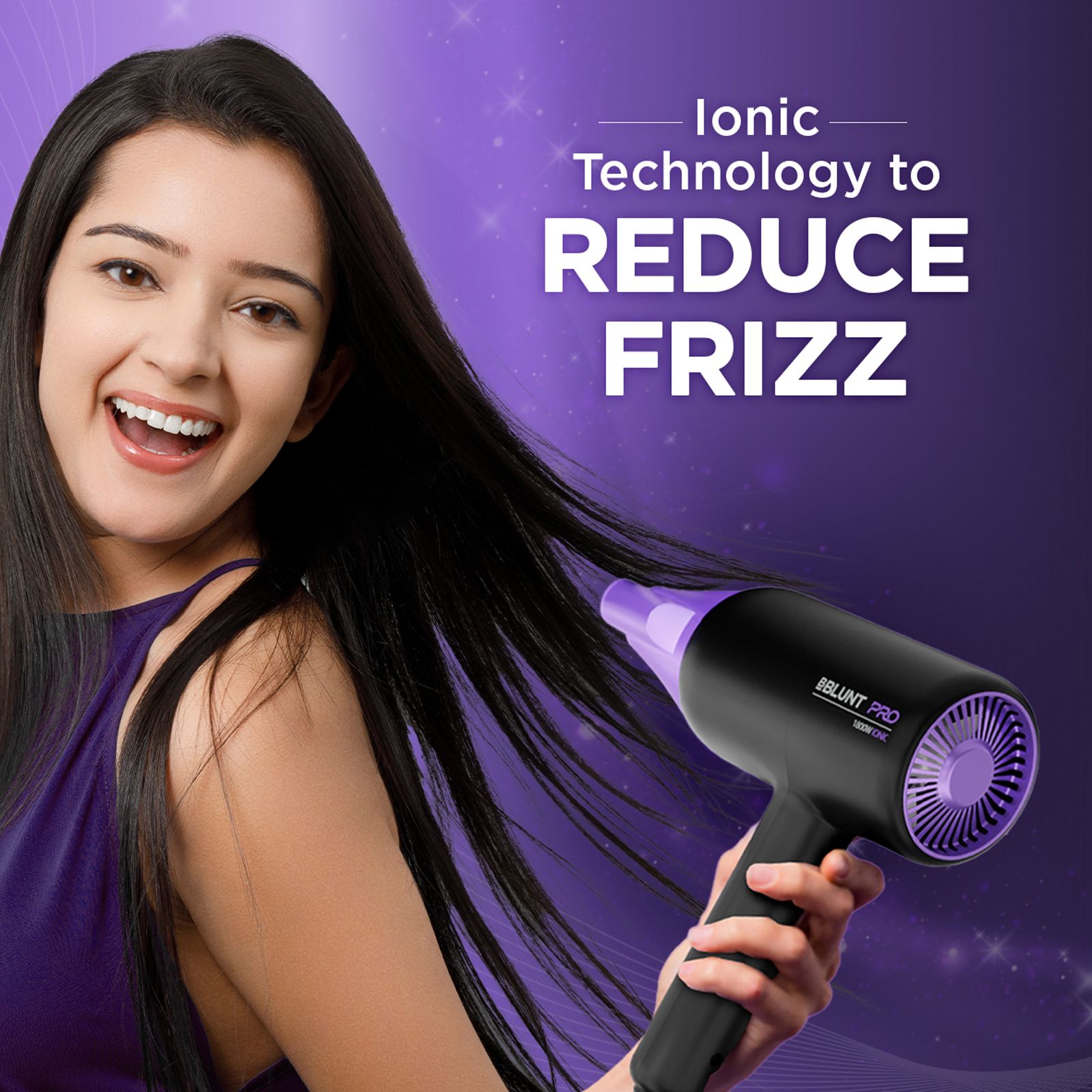 Bblunt Pro Hair Dryer with 3 Heat Settings & Cool Shot (Advanced Ionic Technology, Black & Purple)_3