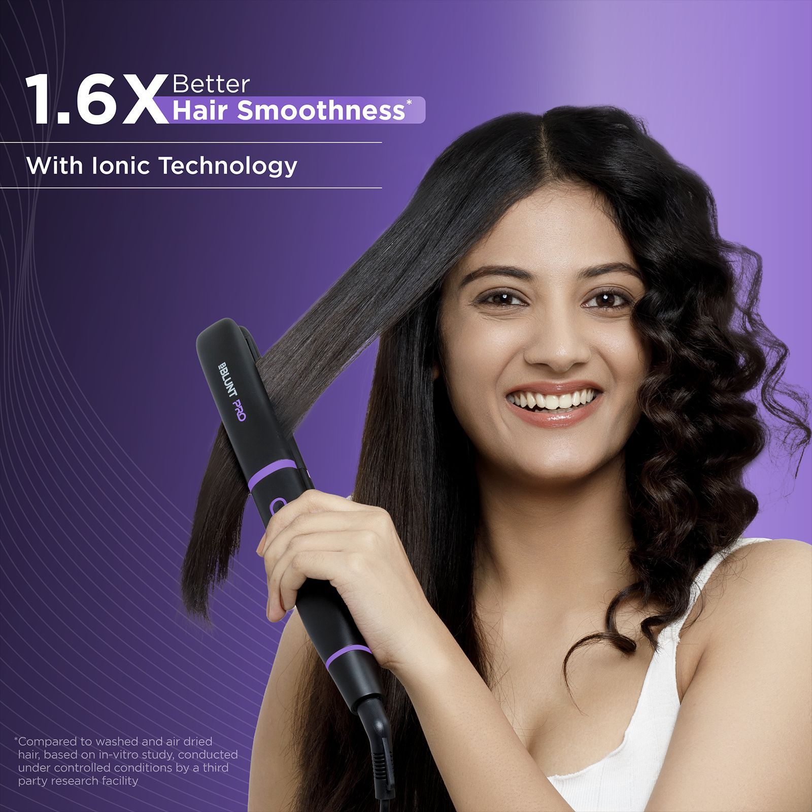 Bblunt Pro Hair Straightener with Ionic Technology (Titanium Plates, Black & Purple)_8