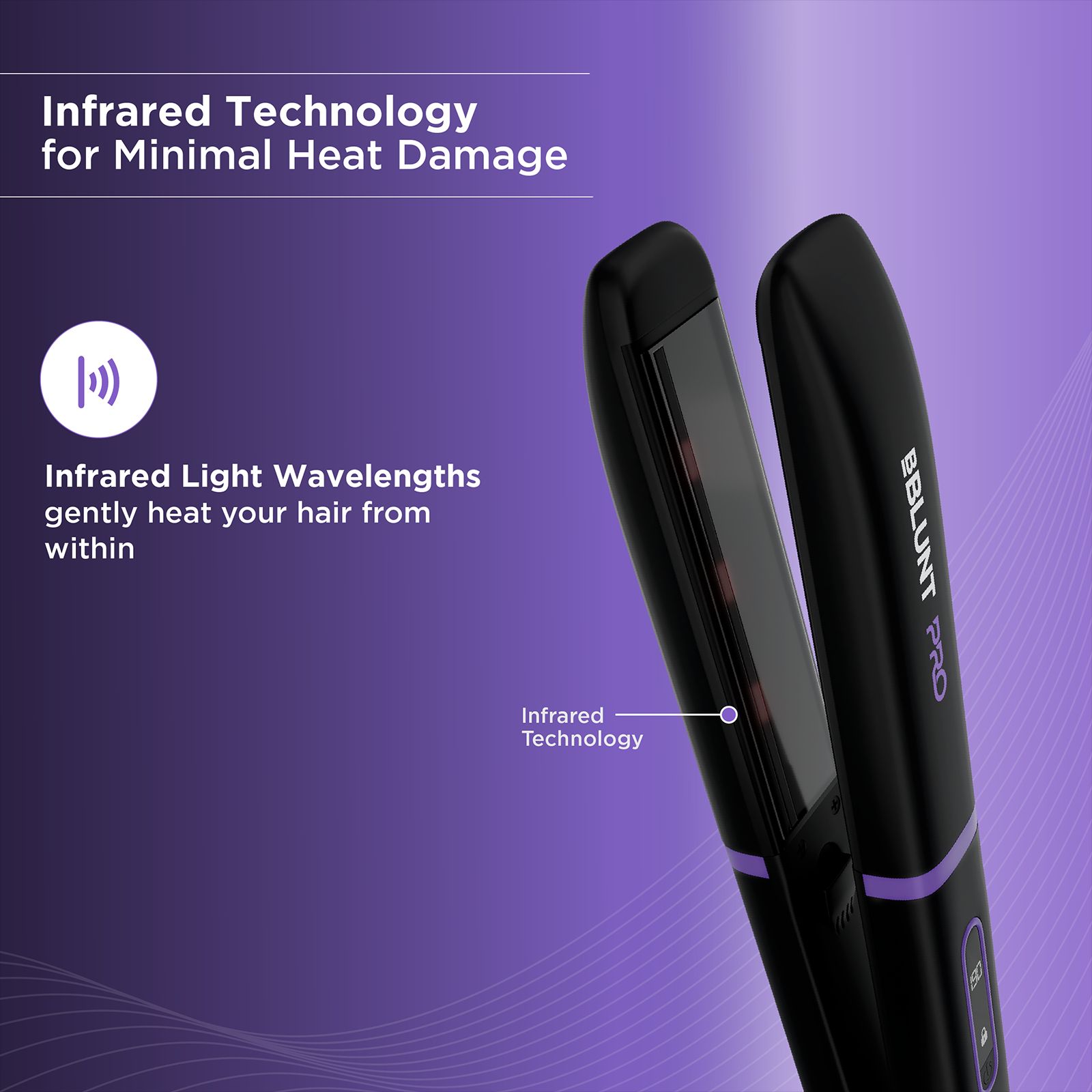 Bblunt Pro Hair Straightener with Ionic Technology (Titanium Plates, Black & Purple)_10