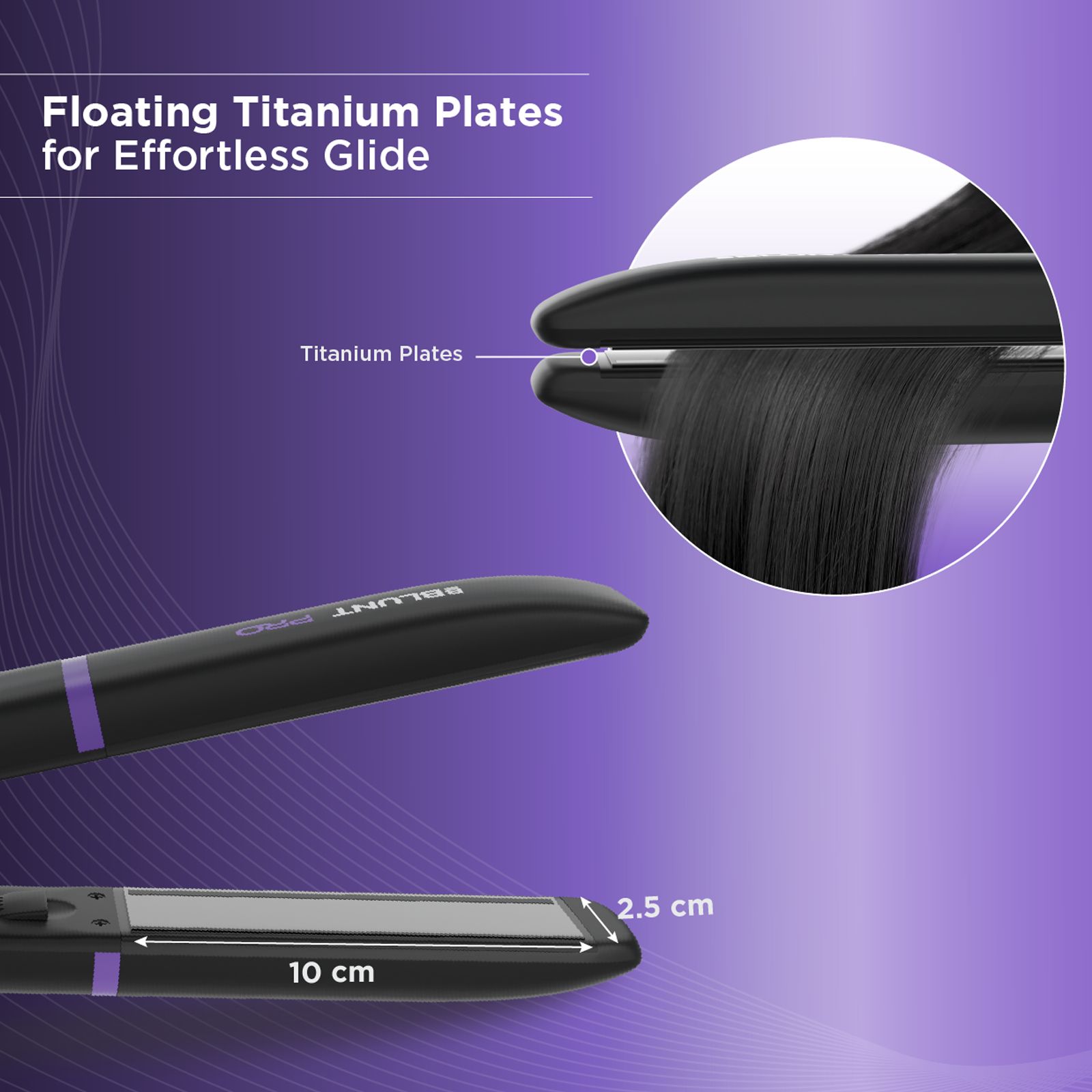 Bblunt Pro Hair Straightener with Ionic Technology (Titanium Plates, Black & Purple)_6