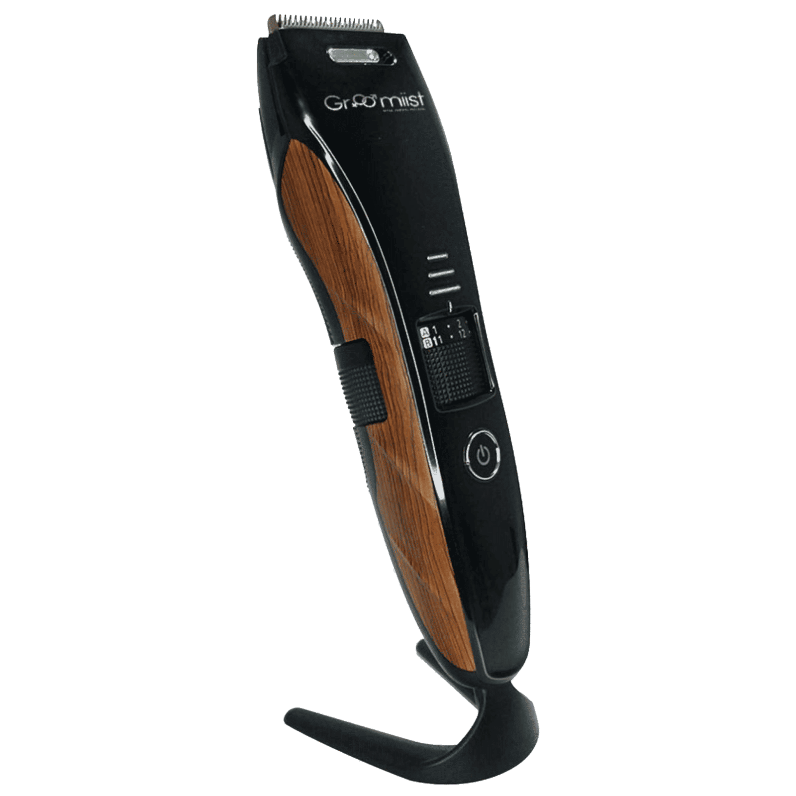 Groomiist Copper Series Rechargeable Corded & Cordless Wet & Dry Trimmer for Hair Clipping, Beard & Moustache with 20 Length Settings for Men (60min Runtime, Digital Charging Display, Black & Wood)_1