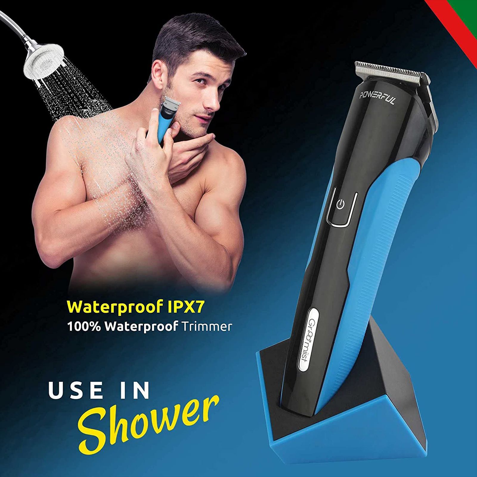 Groomiist Copper Series Rechargeable Corded & Cordless Wet & Dry Trimmer for Hair Clipping, Beard & Moustache with 10 Length Settings for Men (100min Runtime, Quick Charging Dock, Black & Blue)_7