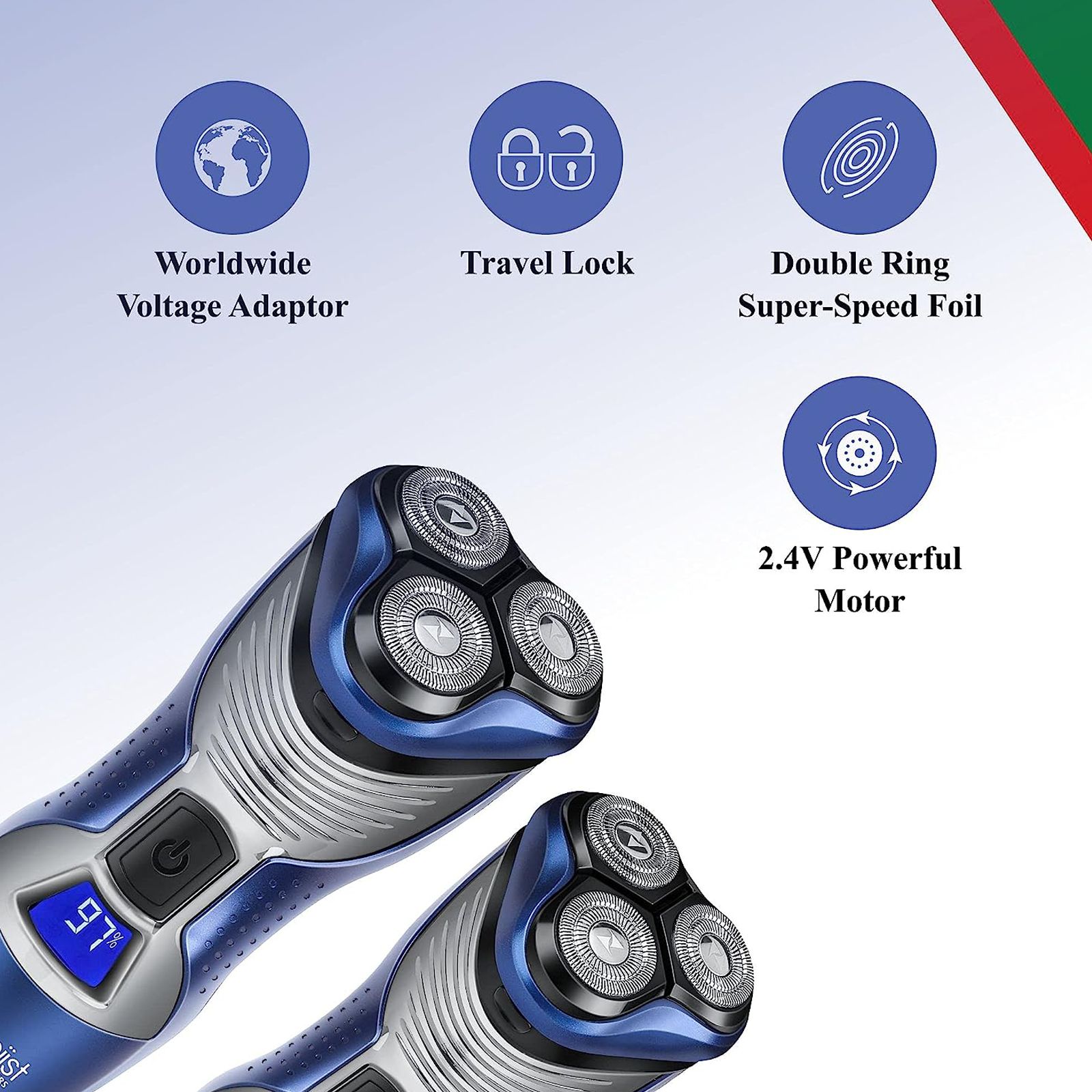 Groomiist Gold Series 2-in-1 Rechargeable Corded & Cordless Shaver for Beard & Moustache for Men (45min Runtime, Japanese Blades Technology, Blue & Silver)_4