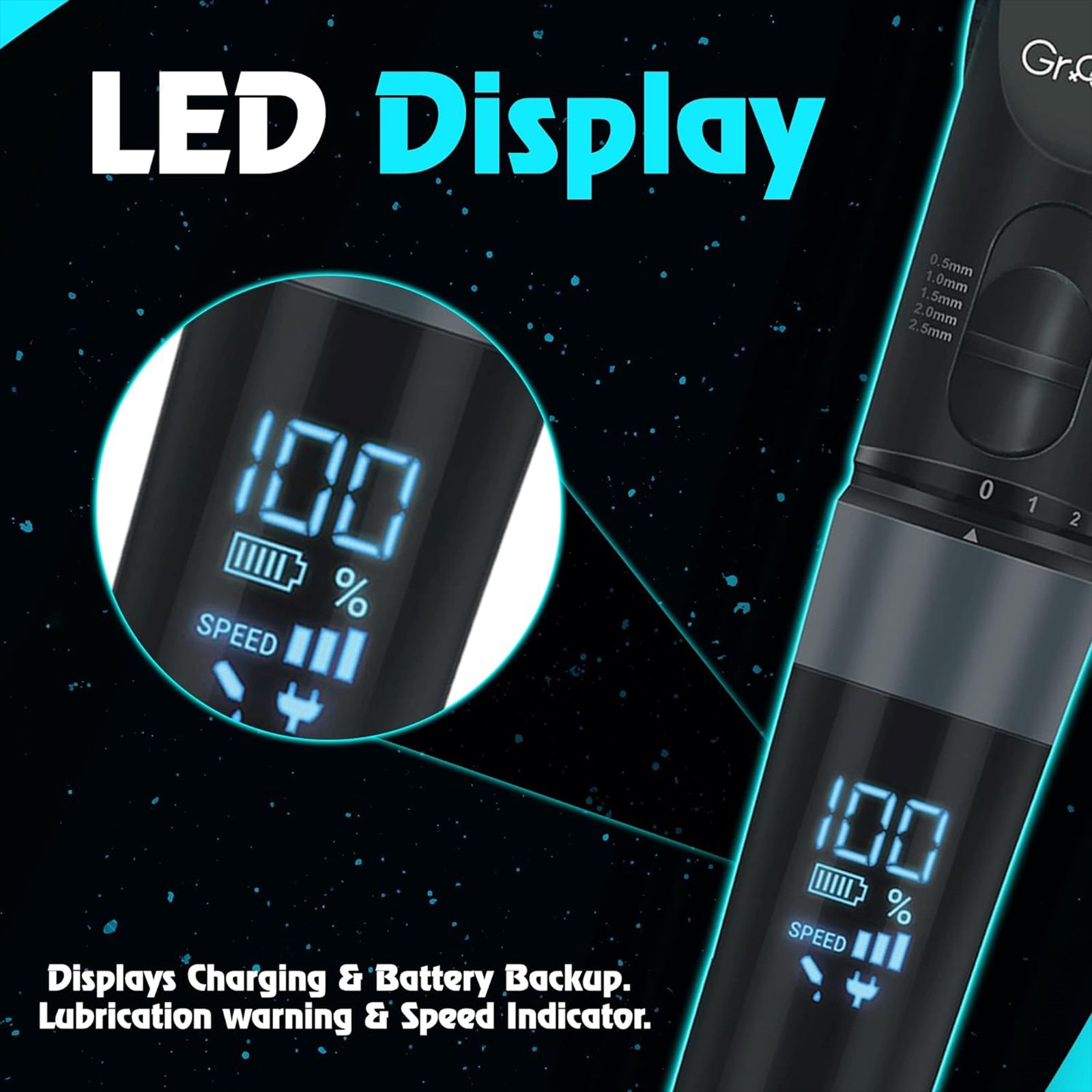 Groomiist Gold Series Rechargeable Corded & Cordless Dry Trimmer for Hair Clipping, Beard & Moustache with 5 Length Settings for Men (180min Runtime, Quick Charging Dock, Black)_11