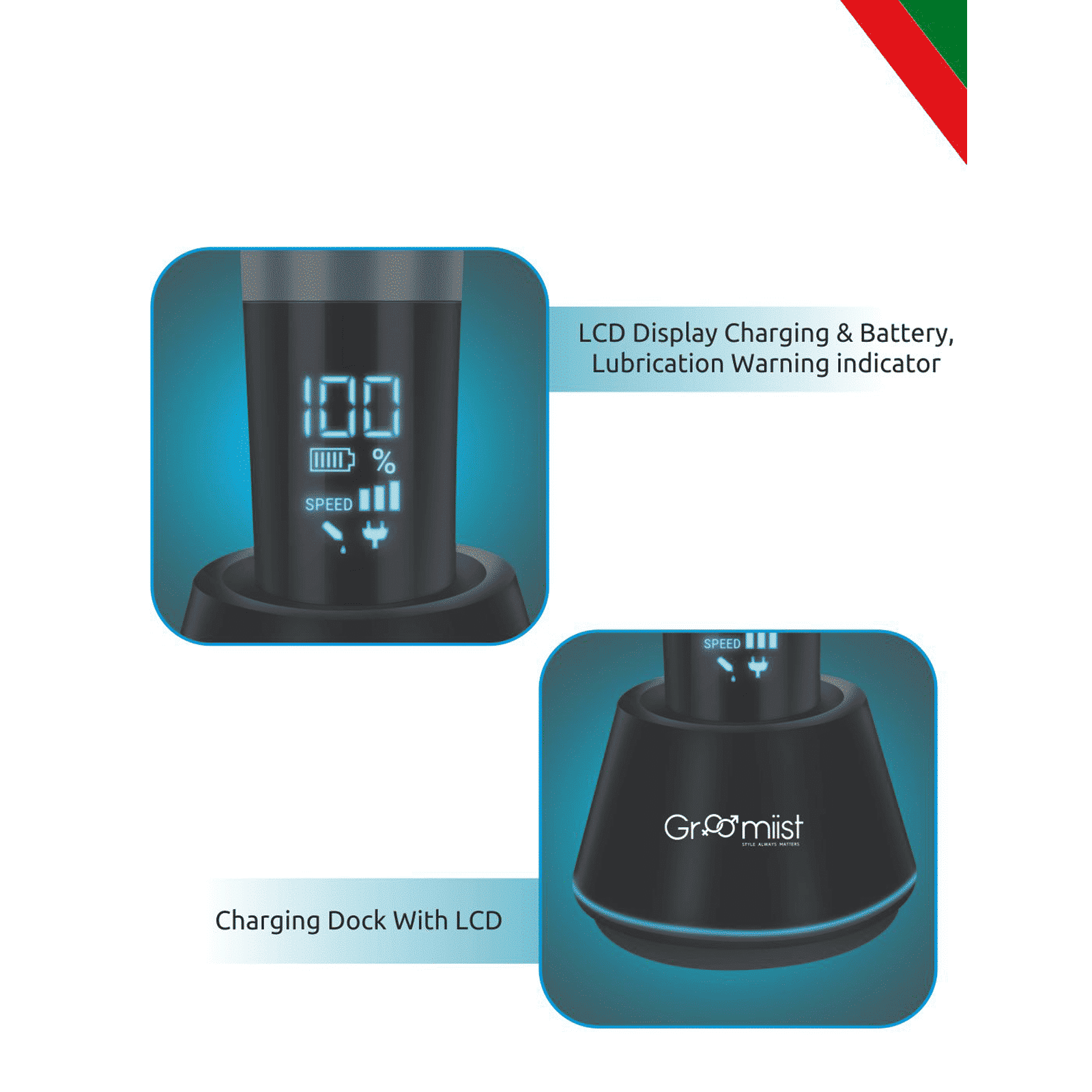 Groomiist Gold Series Rechargeable Corded & Cordless Dry Trimmer for Hair Clipping, Beard & Moustache with 5 Length Settings for Men (180min Runtime, Quick Charging Dock, Black)_5