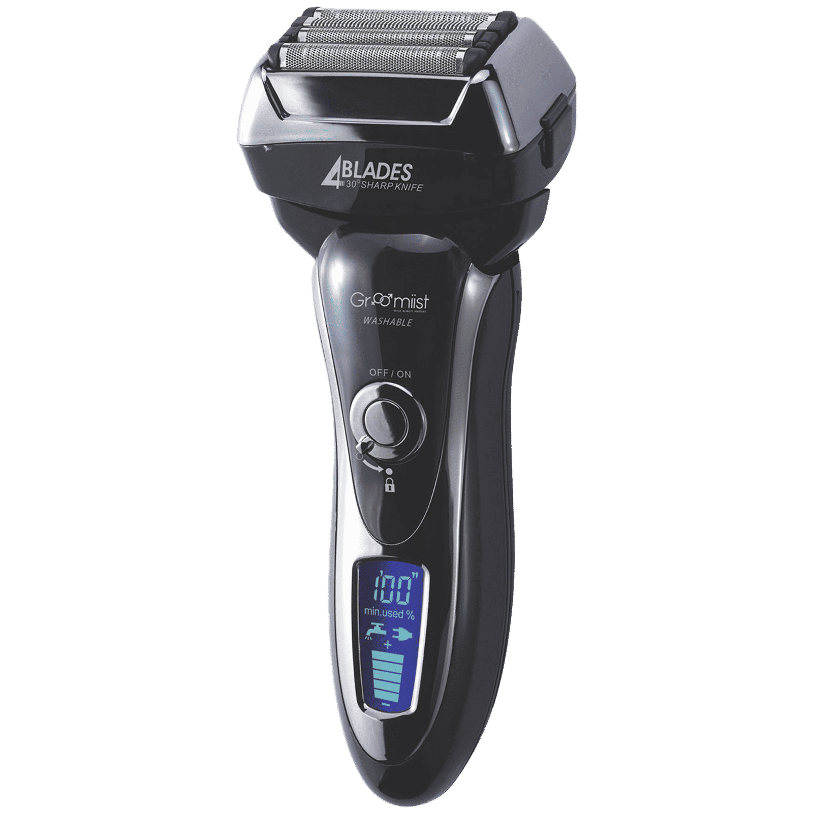 Groomiist Platinum Series Rechargeable Corded & Cordless Shaver for Beard & Moustache for Men (45min Runtime, 4 Heads Technology, Black & Silver) Groomiist Platinum Series Rechargeable Corded & Cordless Shaver for Beard & Moustache for Men (45min Runtime, 4 Heads Technology, Black & Silver)_1