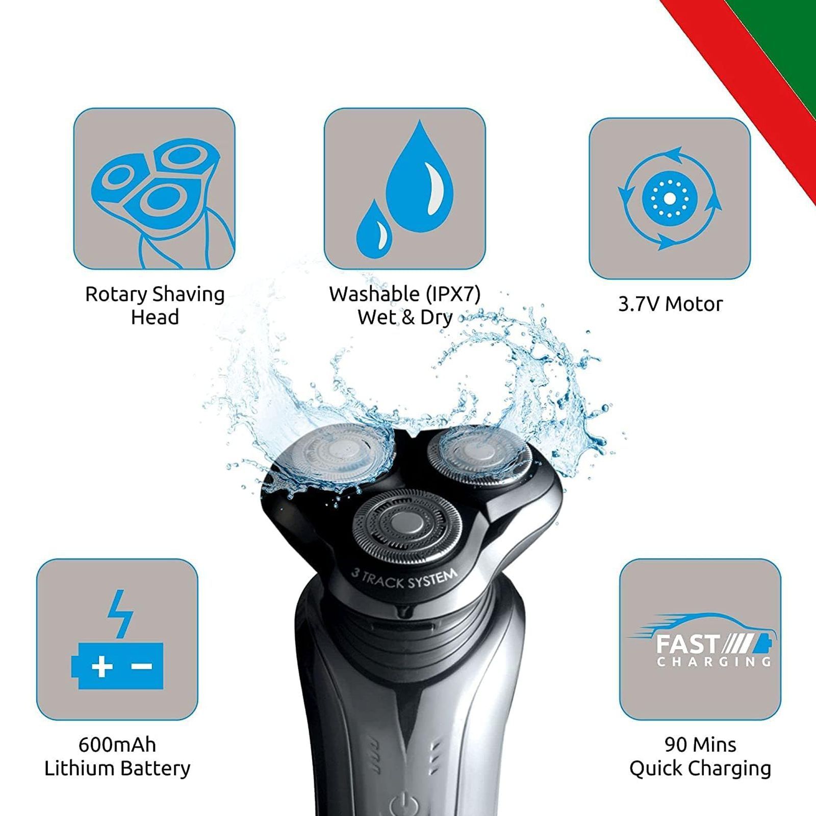 Groomiist Platinum Series 6-in-1 Rechargeable Corded & Cordless Grooming Kit for Face, Nose, Beard & Moustache for Men (60min Runtime, LCD Digital Display, Black)_6