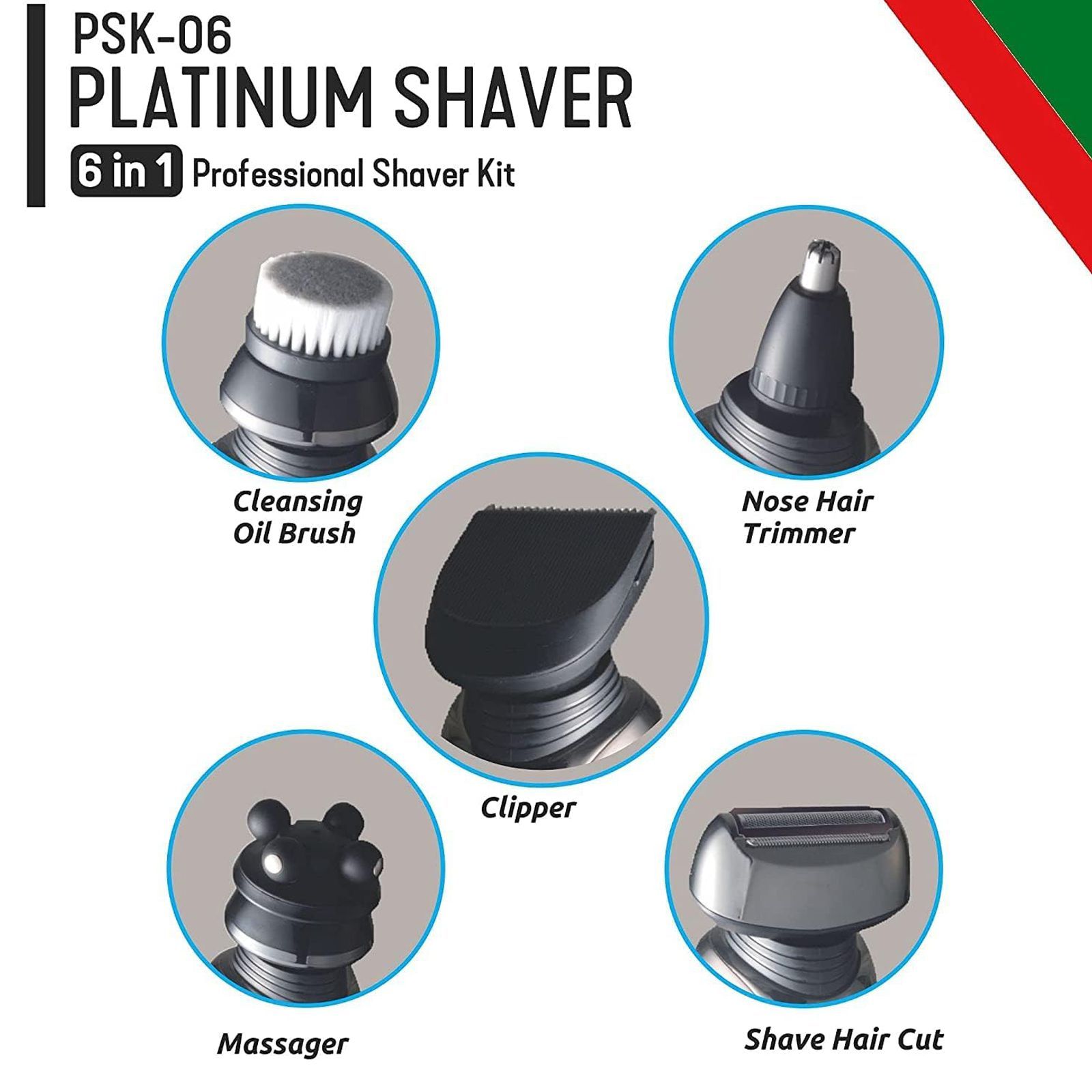 Groomiist Platinum Series 6-in-1 Rechargeable Corded & Cordless Grooming Kit for Face, Nose, Beard & Moustache for Men (60min Runtime, LCD Digital Display, Black)_7