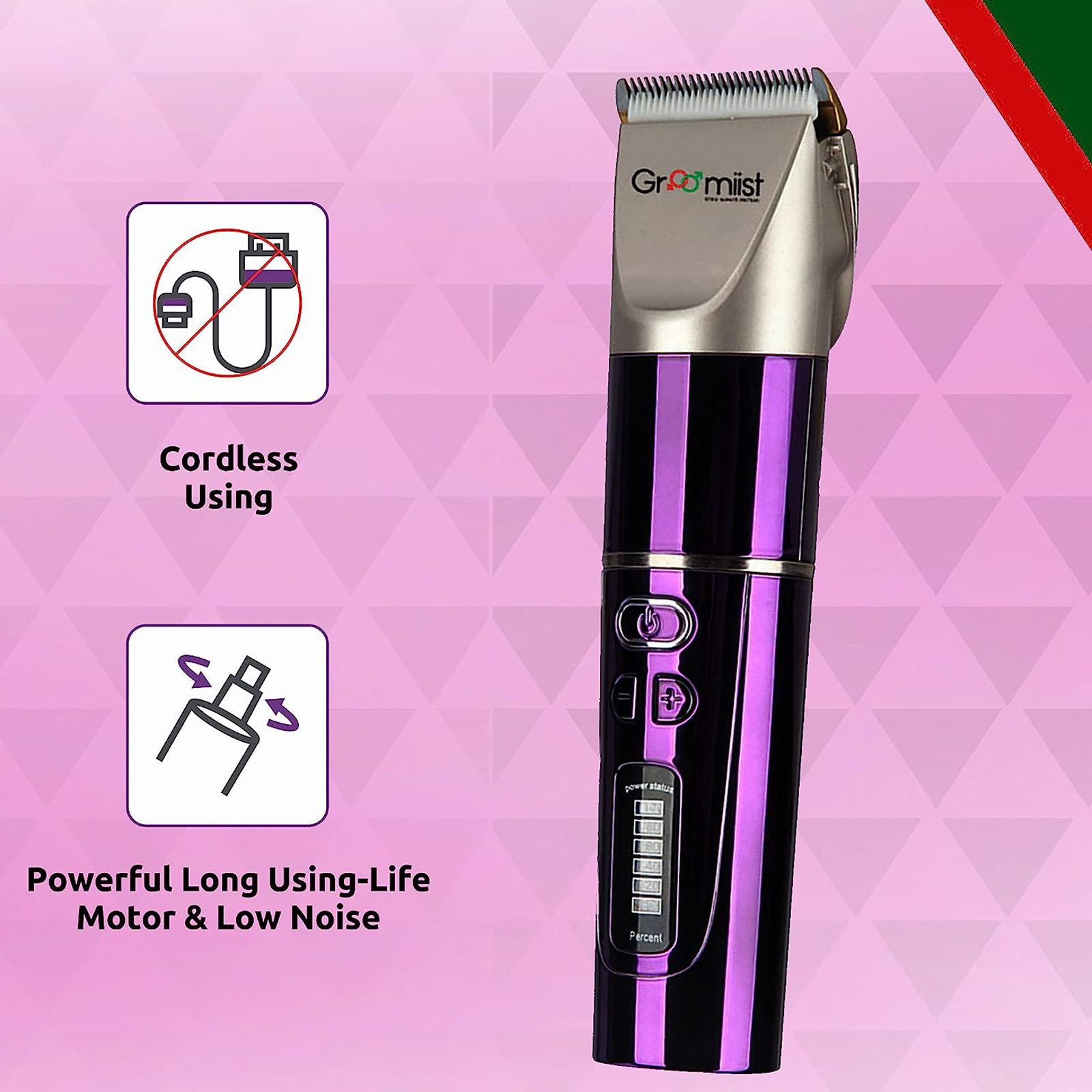 Groomiist Platinum Series Rechargeable Corded & Cordless Dry Trimmer for Hair Clipping, Beard & Moustache with 4 Length Settings for Men (270min Runtime, Charging Dock, Purple & Ivory)_6