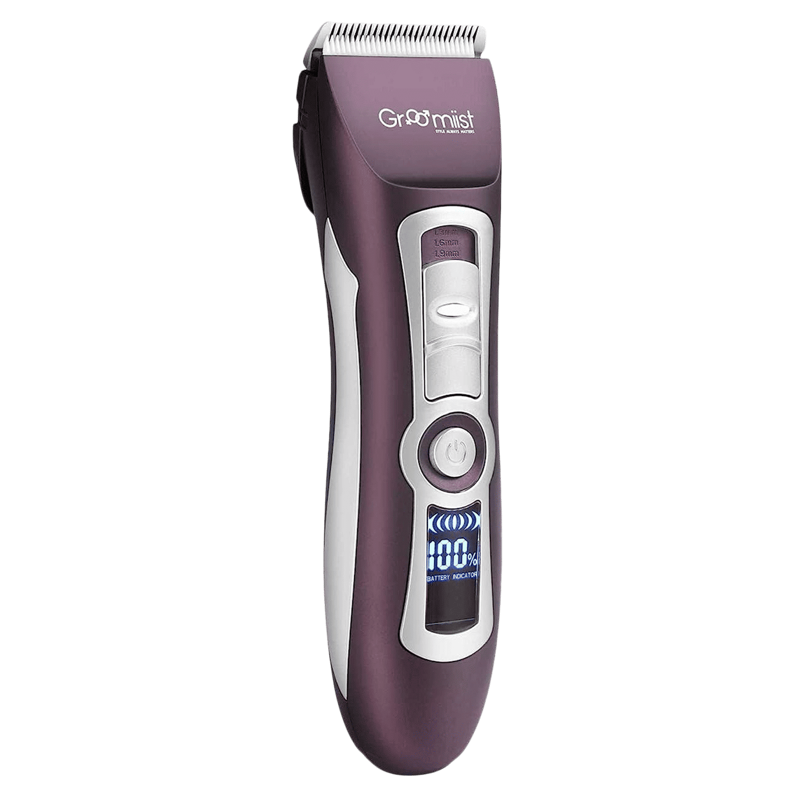 Groomiist Platinum Series Rechargeable Corded & Cordless Dry Trimmer for Hair Clipping, Beard & Moustache with 4 Length Settings for Men (300min Runtime, LCD Display with Indicators, Brown & Ivory)_3