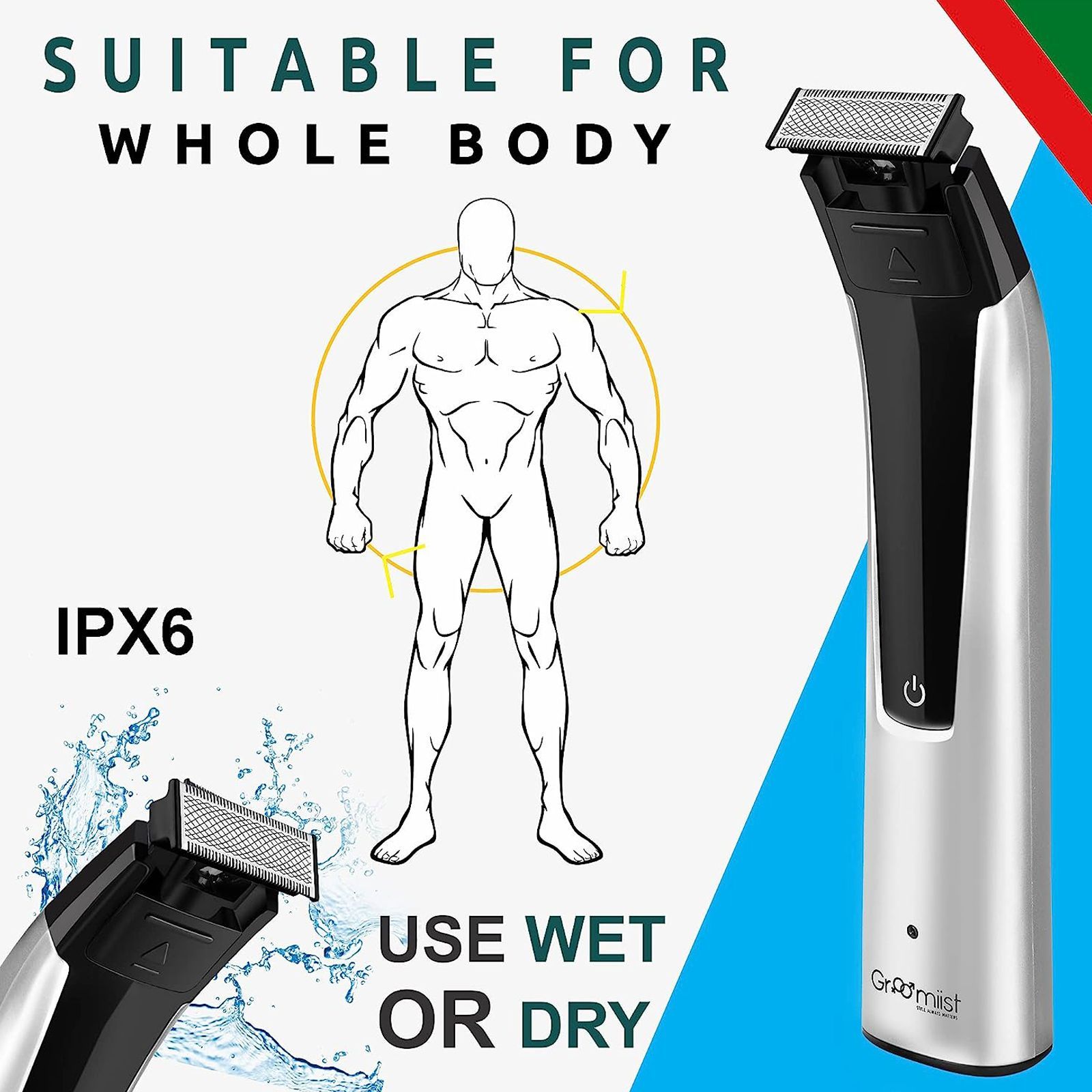 Groomiist Copper Series Rechargeable Corded & Cordless Wet & Dry Trimmer for Hair Clipping, Beard & Moustache for Men (90min Runtime, IPX6 Waterproof, Silver & Black)_4