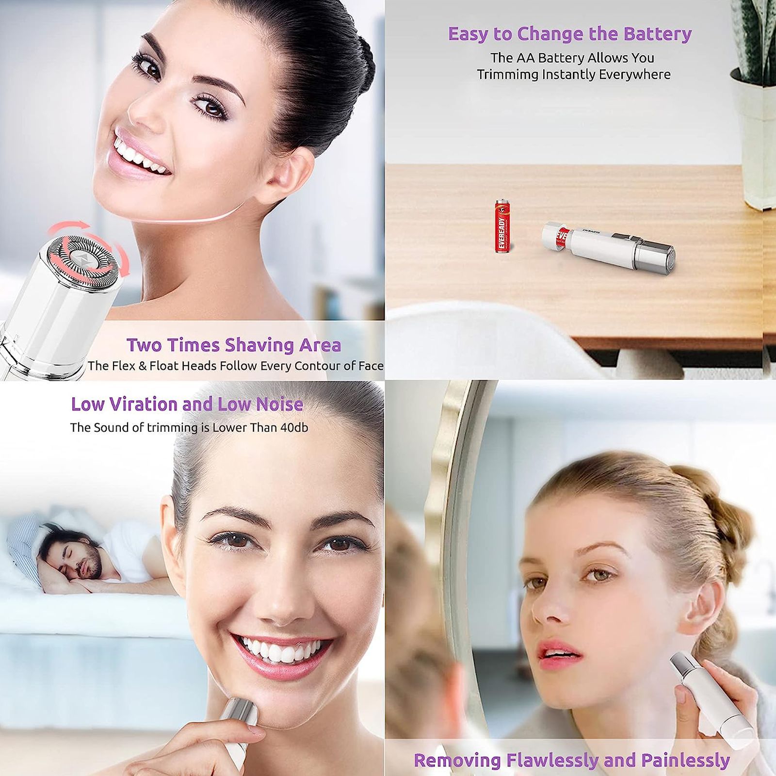 Groomiist Copper Series Cordless Wet & Dry Trimmer for Upper, Lower Lips, Cheeks, Chin & Neck for Women (120min Runtime, IPX5 Waterproof, White)_6