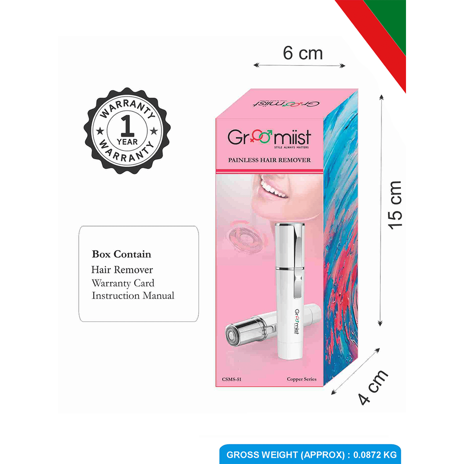 Groomiist Copper Series Cordless Wet & Dry Trimmer for Upper, Lower Lips, Cheeks, Chin & Neck for Women (120min Runtime, IPX5 Waterproof, White)_4