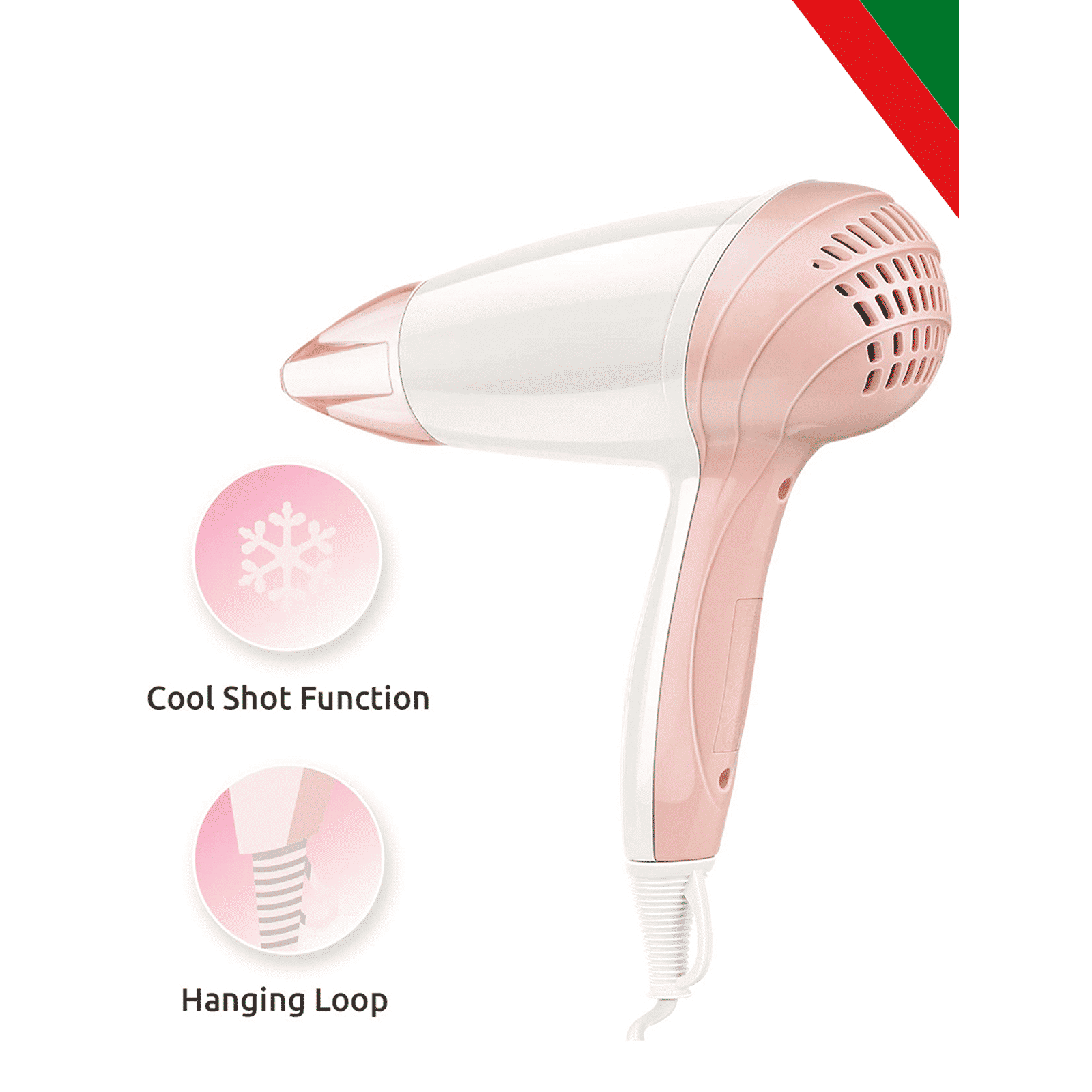 Groomiist Copper Series Hair Dryer with 2 Heat Settings & Cool Shot (Motor & Fan Balance Technology, White & Peach)_6