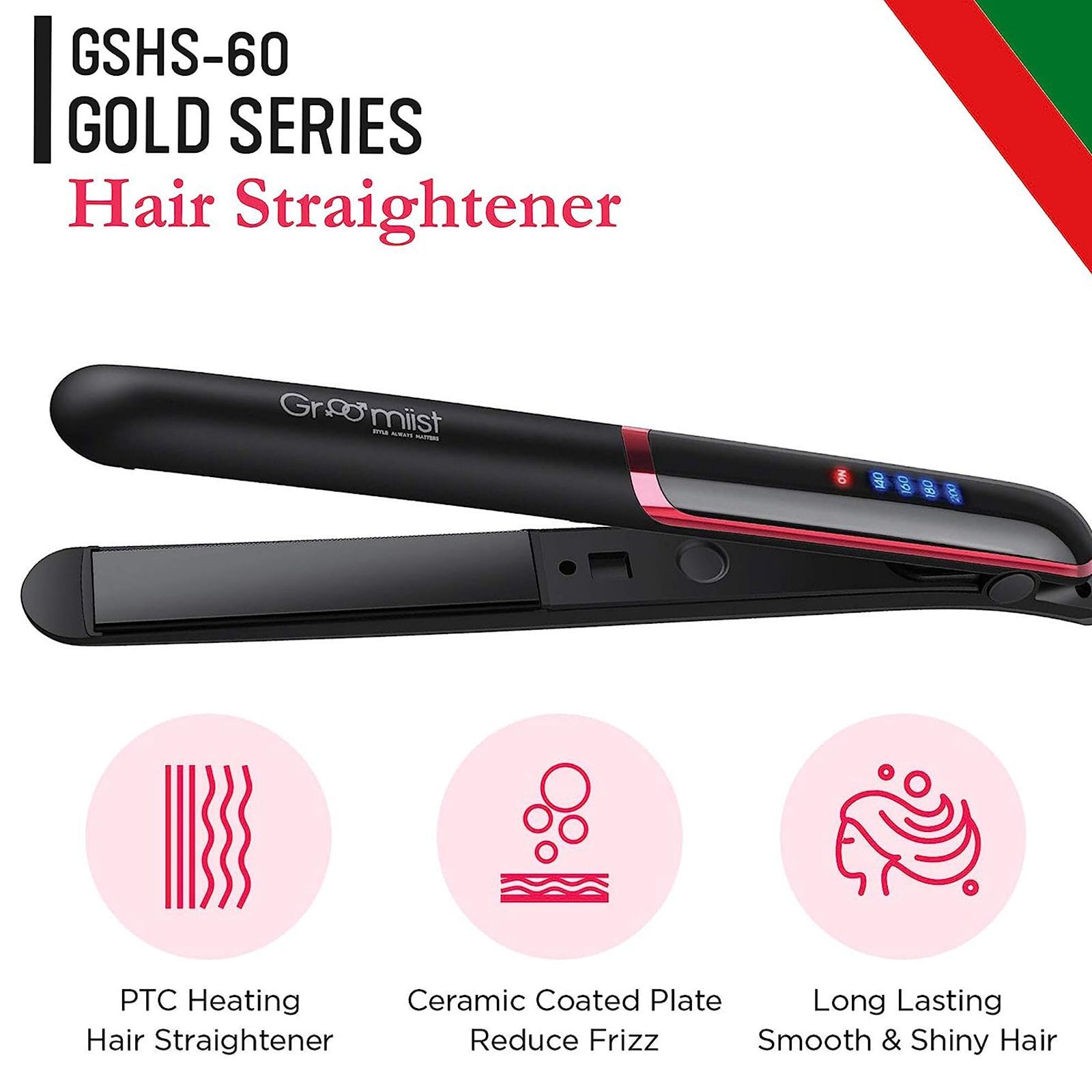 Groomiist Gold Series Hair Straightener with Safety Lock Function (Ceramic Plates, Black)_5
