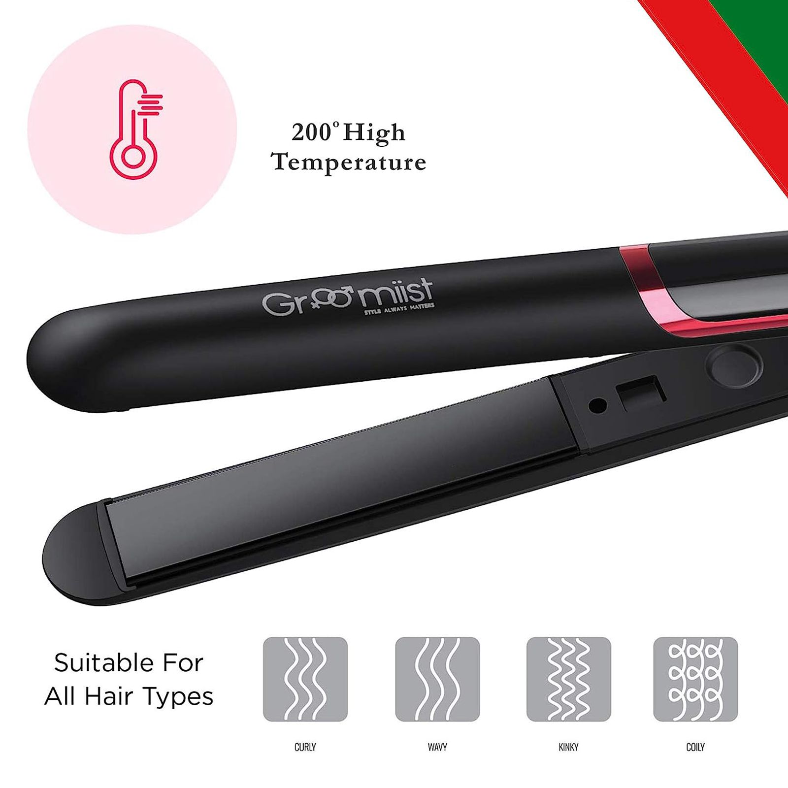 Groomiist Gold Series Hair Straightener with Safety Lock Function (Ceramic Plates, Black)_8