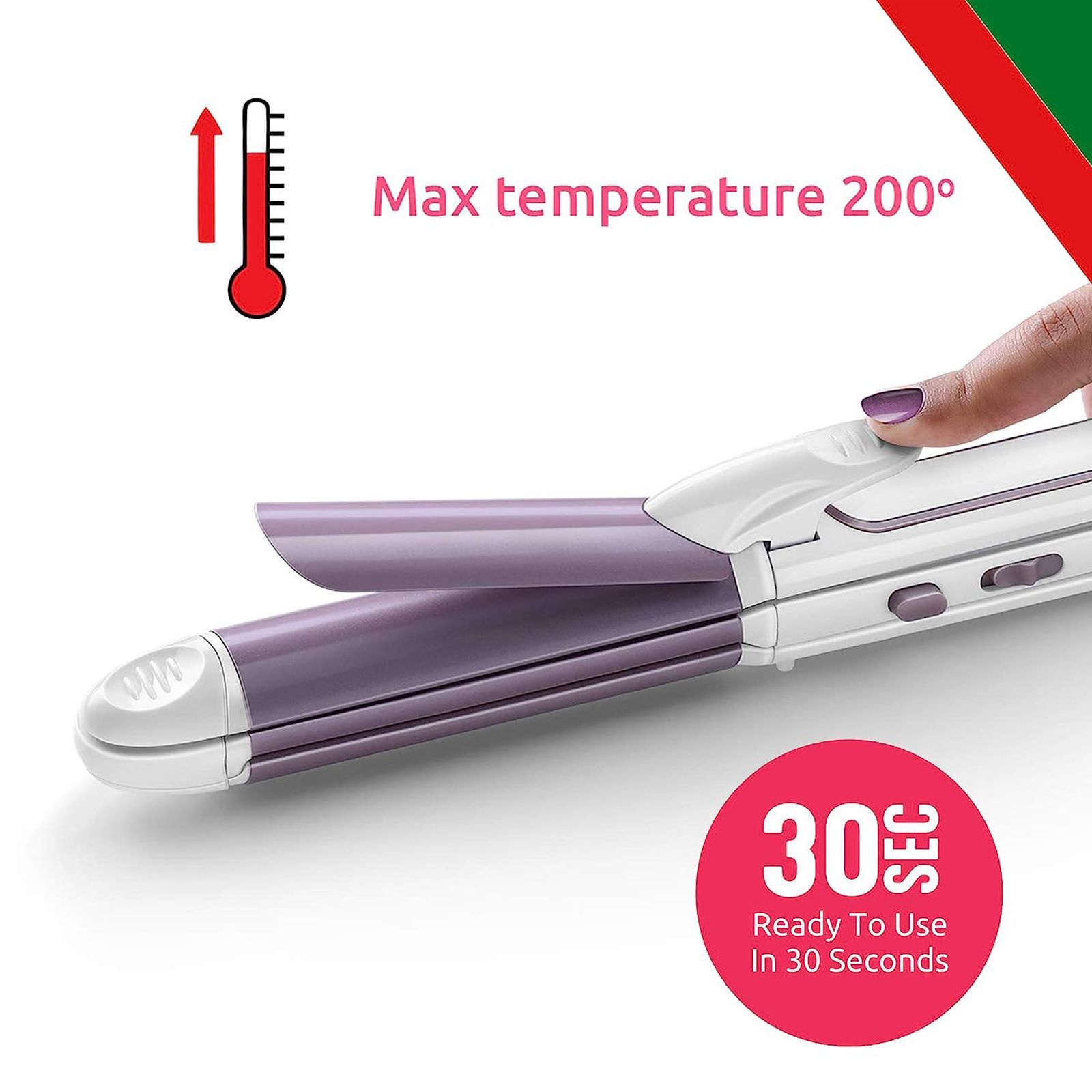 Groomiist Gold Series 3-in-1 Hair Straightener with Lock Button (Ceramic Plates, Pink)_6