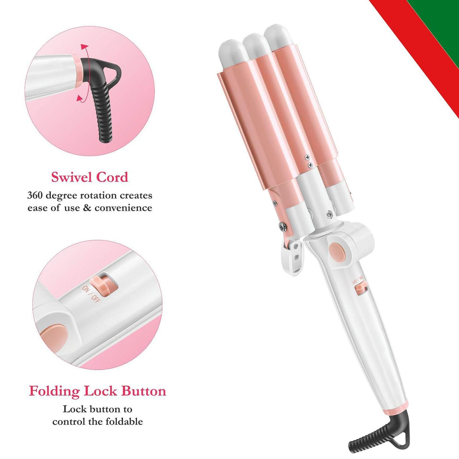 Groomiist Professional Series 3 Hair Styler with LCD Display (Folding Lock Button, Pink)_7