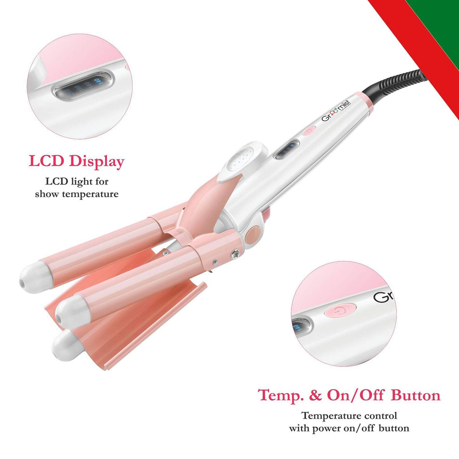 Groomiist Professional Series 3 Hair Styler with LCD Display (Folding Lock Button, Pink)_8