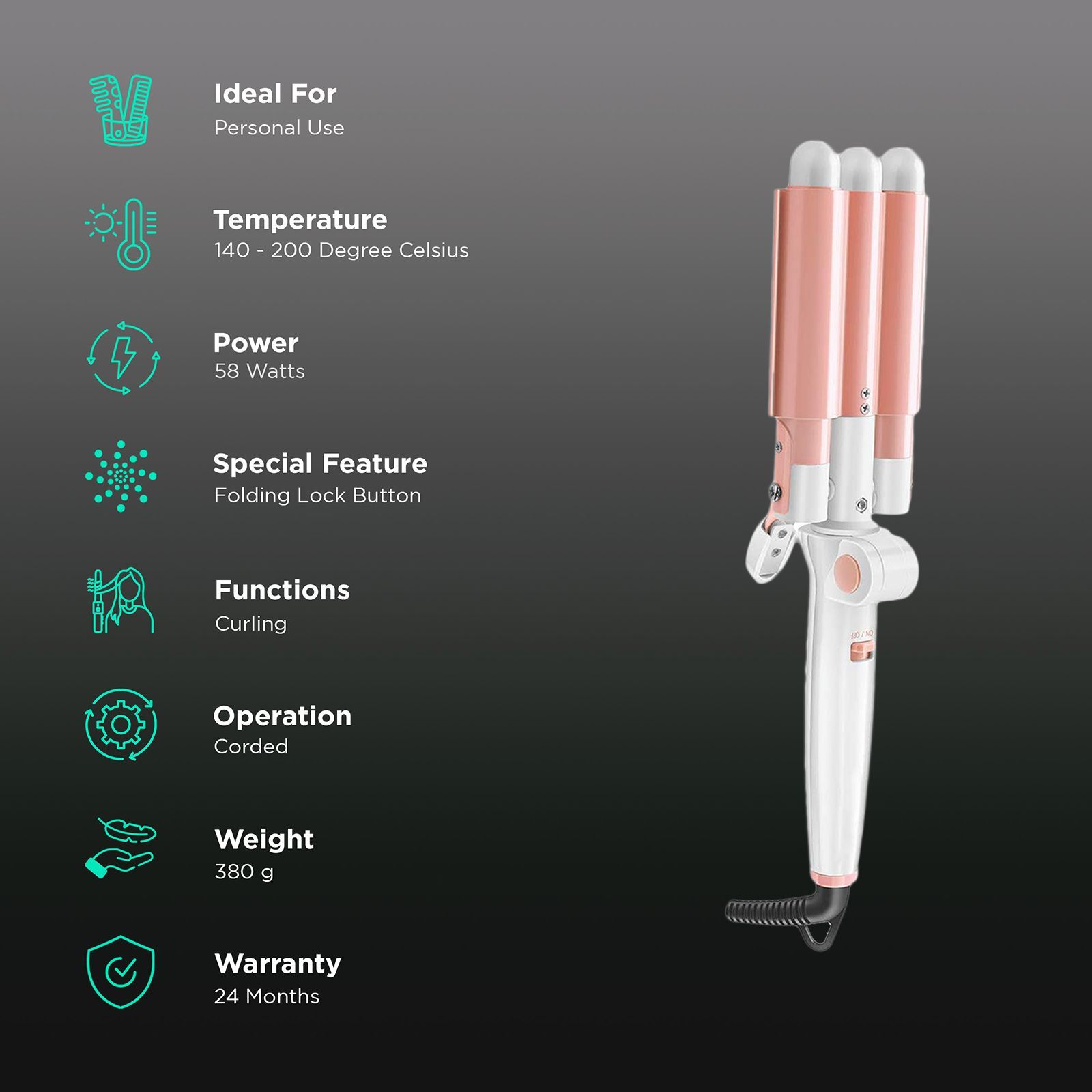 Groomiist Professional Series 3 Hair Styler with LCD Display (Folding Lock Button, Pink)_3