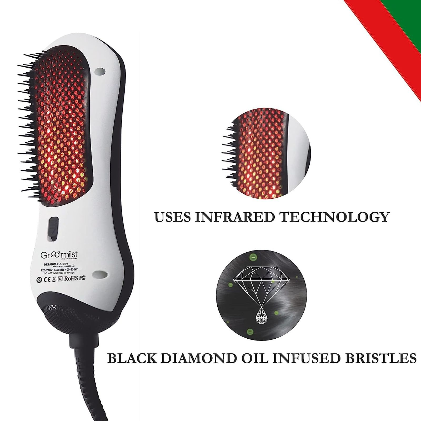 Groomiist Hair Dryer with 2 Heat Settings (Infrared Technology, White & Black)_5