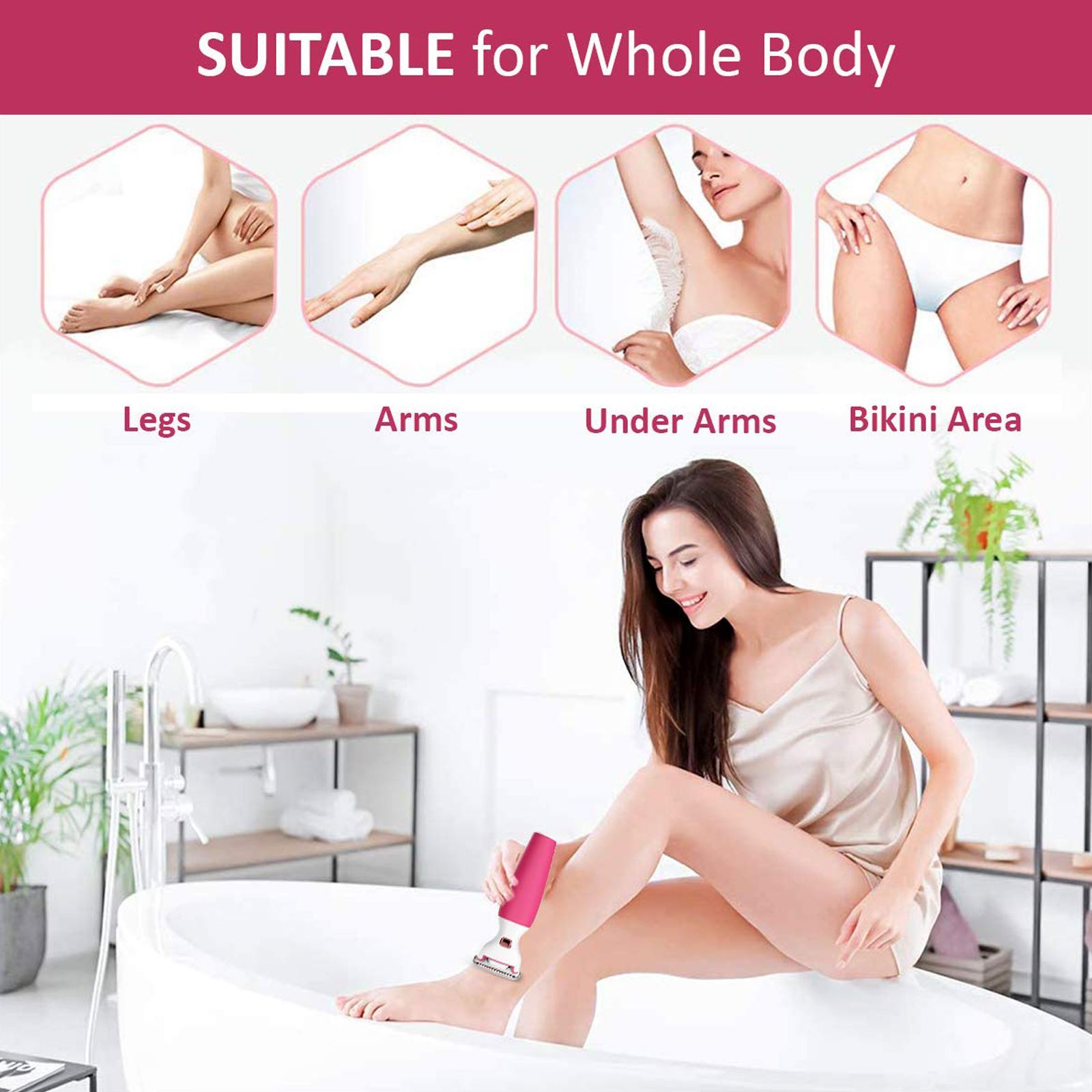 AGARO FT-2001 Rechargeable Cordless Wet & Dry Trimmer for Body & Intimate Areas for Women (60min Runtime, IPX5 Waterproof, Pink)_4