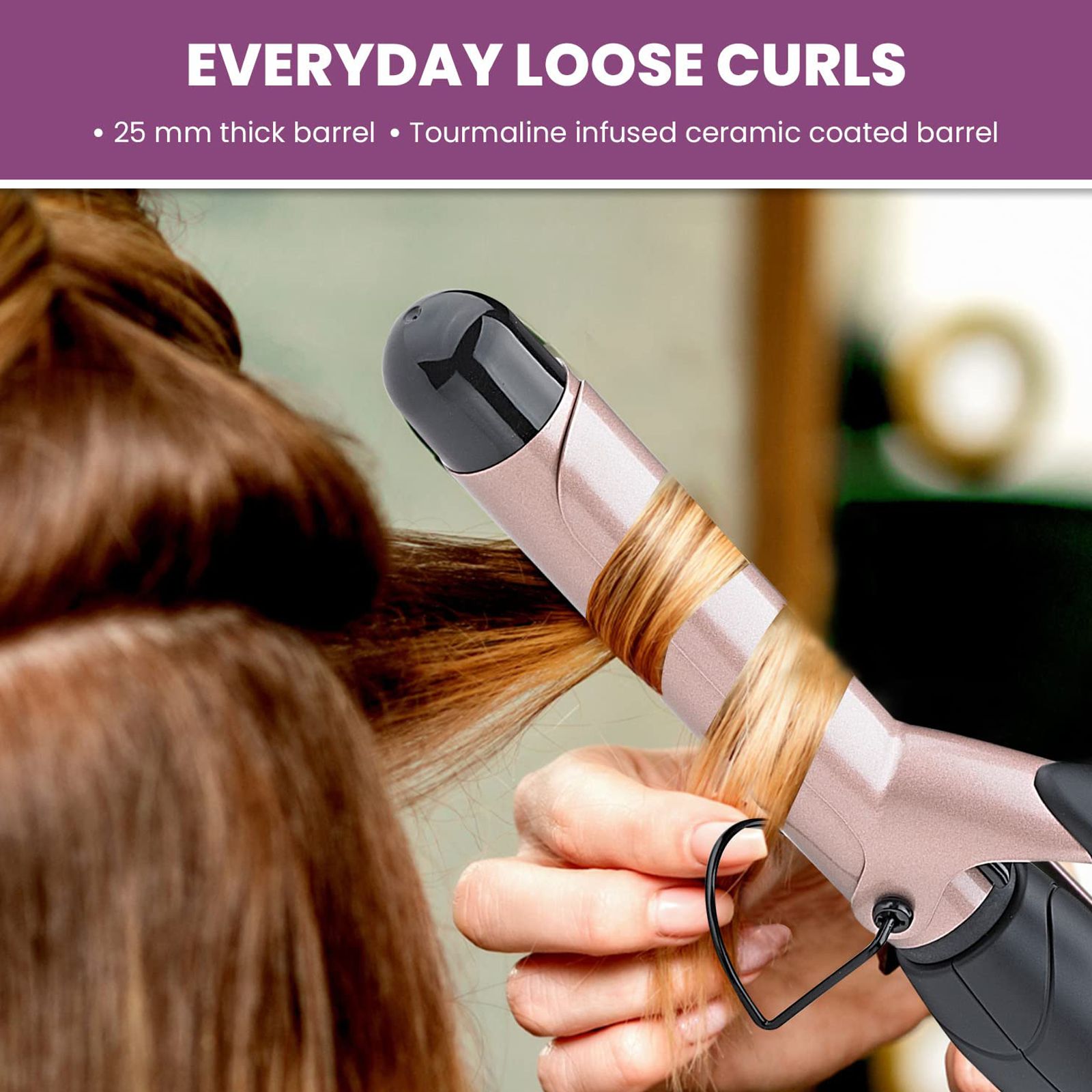 AGARO HC6001 Hair Styler with Tourmaline Infused Ceramic Plates (Cool Touch Tip, Black & Rose Gold)_4