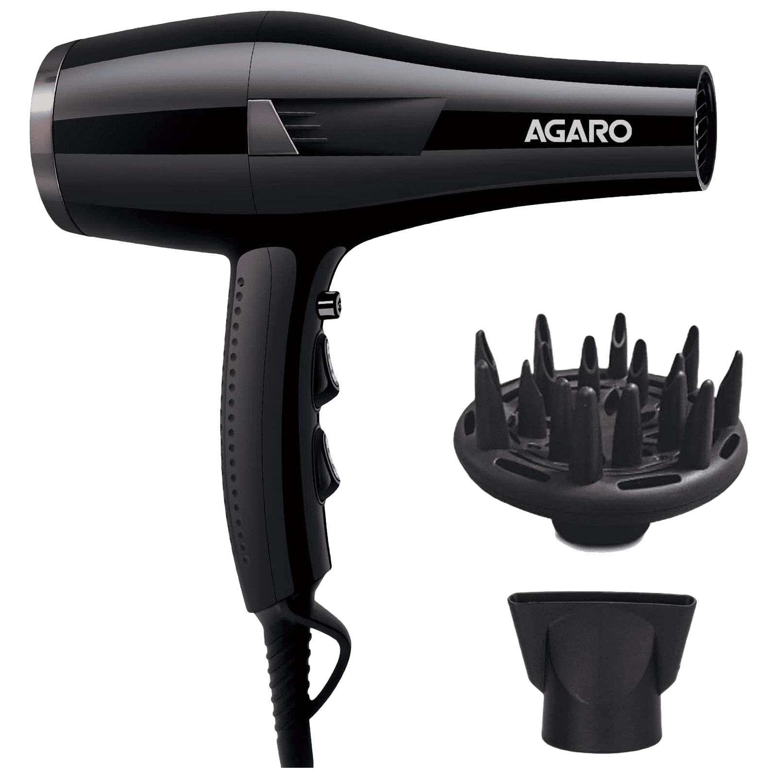 AGARO Turbo Pro Hair Dryer with 3 Heat Settings & Cool Shot (Diffuser, Black)_1