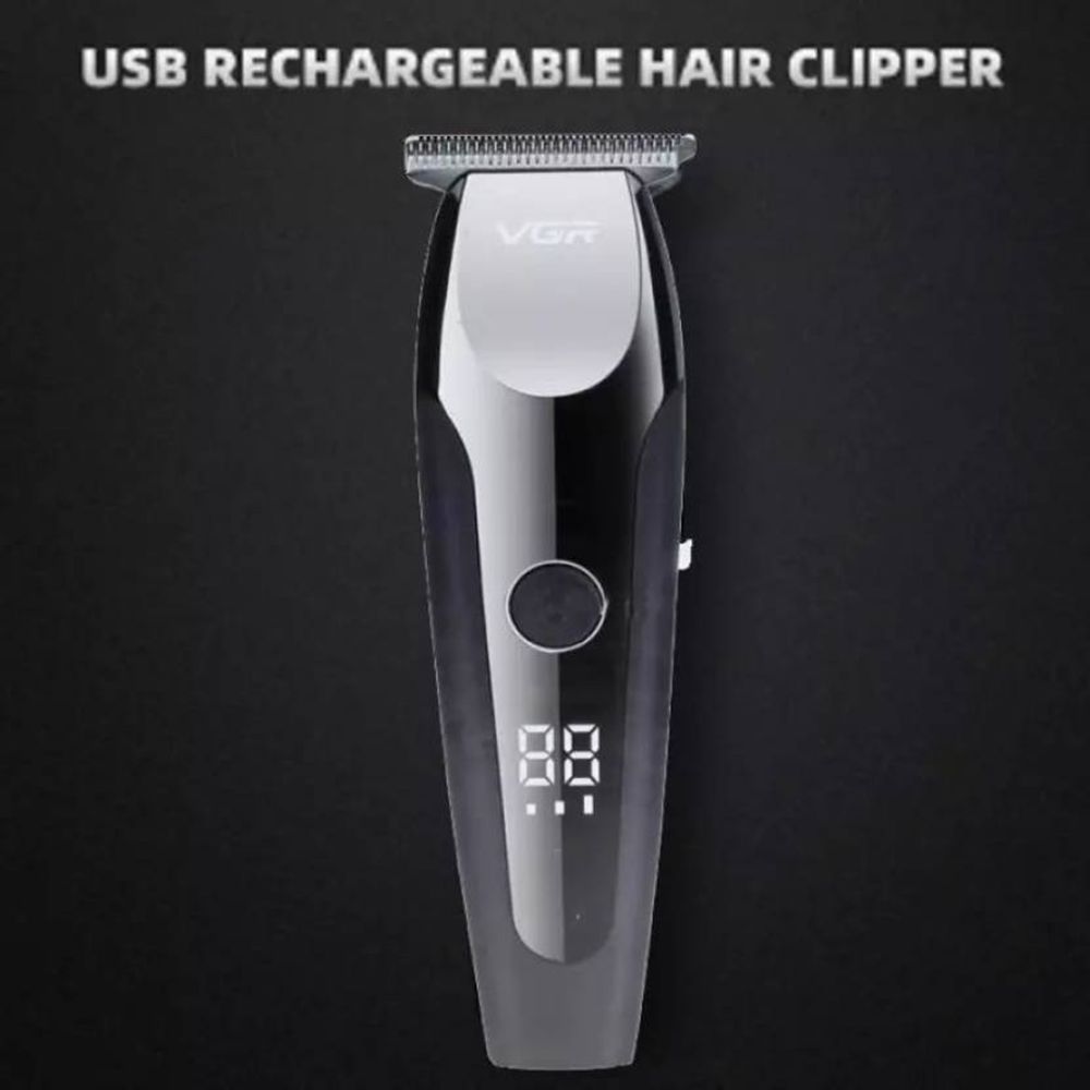 VGR V-059 Rechargeable Cordless Dry Trimmer for Hair Clipping, Beard, Moustache & Body Grooming with 4 Length Settings for Men (150min Runtime, LED Display, Black)_4