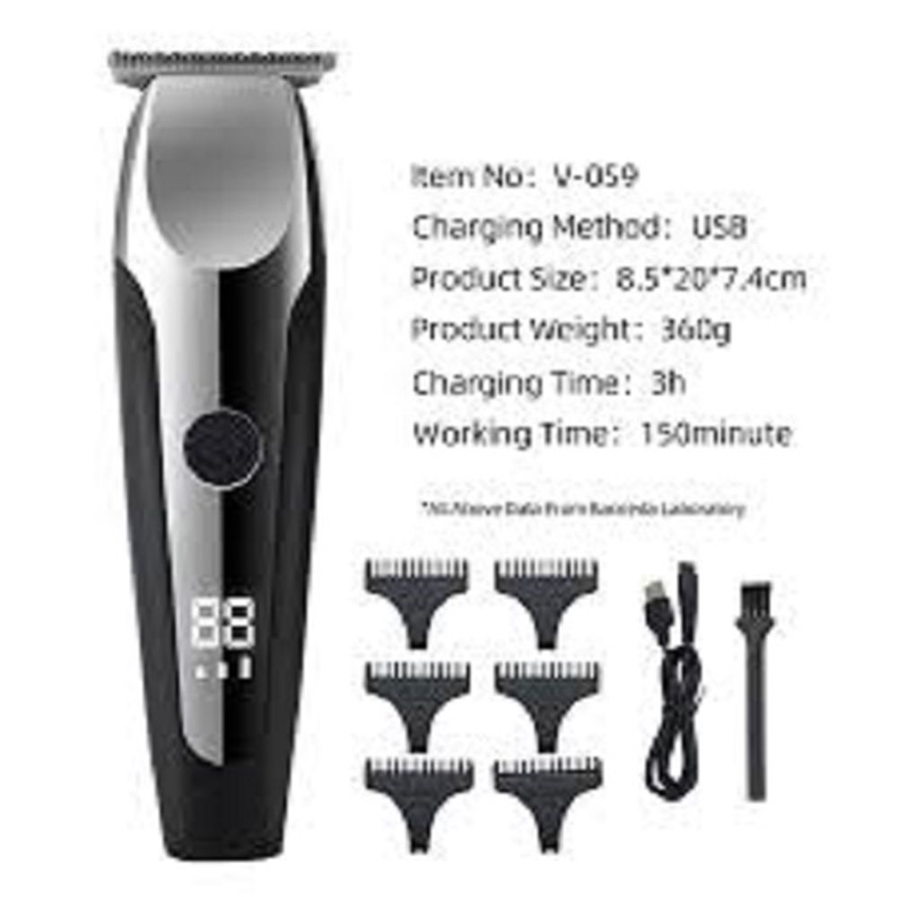 VGR V-059 Rechargeable Cordless Dry Trimmer for Hair Clipping, Beard, Moustache & Body Grooming with 4 Length Settings for Men (150min Runtime, LED Display, Black)_3