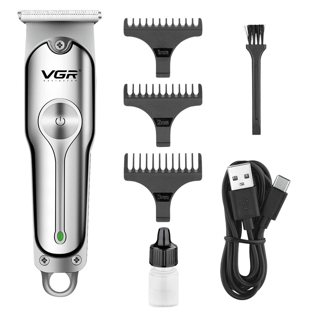 VGR India V-071 Rechargeable Corded & Cordless Dry & Wet Trimmer for Hair Clipping, Body Grooming, Beard & Mustache with 3 Length Settings for Men (120mins Runtime, Turbo Function, Silver)_1