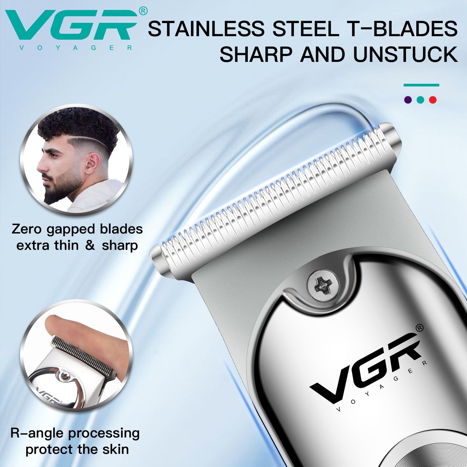 VGR India V-071 Rechargeable Corded & Cordless Dry & Wet Trimmer for Hair Clipping, Body Grooming, Beard & Mustache with 3 Length Settings for Men (120mins Runtime, Turbo Function, Silver)_8