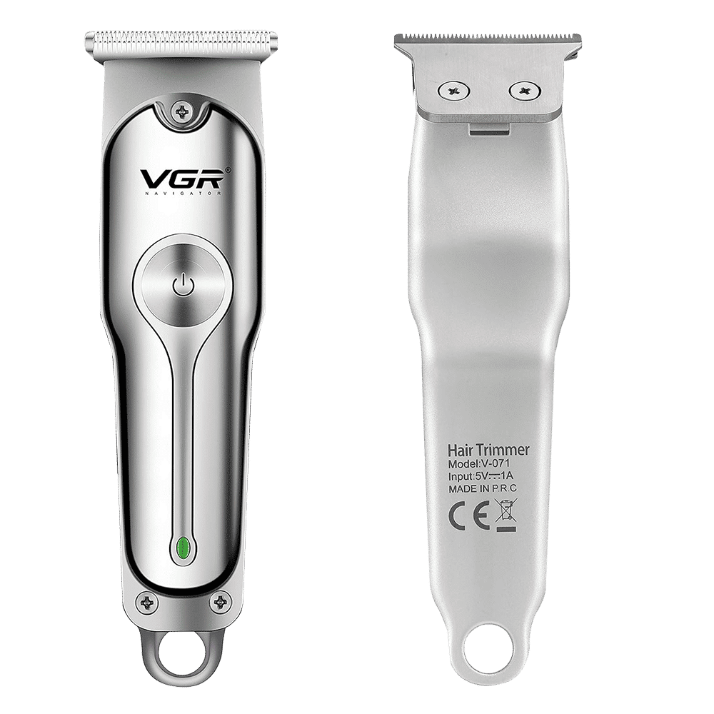 VGR India V-071 Rechargeable Corded & Cordless Dry & Wet Trimmer for Hair Clipping, Body Grooming, Beard & Mustache with 3 Length Settings for Men (120mins Runtime, Turbo Function, Silver)_3
