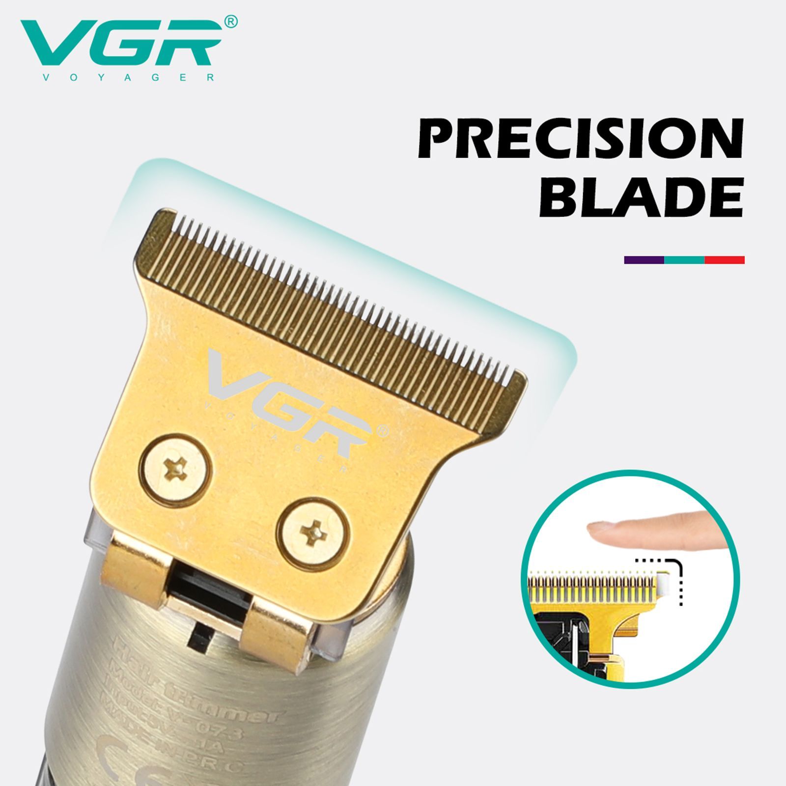 VGR V-073 Rechargeable Cordless Wet & Dry Trimmer for Hair Clipping, Beard, Moustache, Body Grooming & Intimate Areas with 4 Length Settings for Men (240min Runtime, LED Display, Gold)_5
