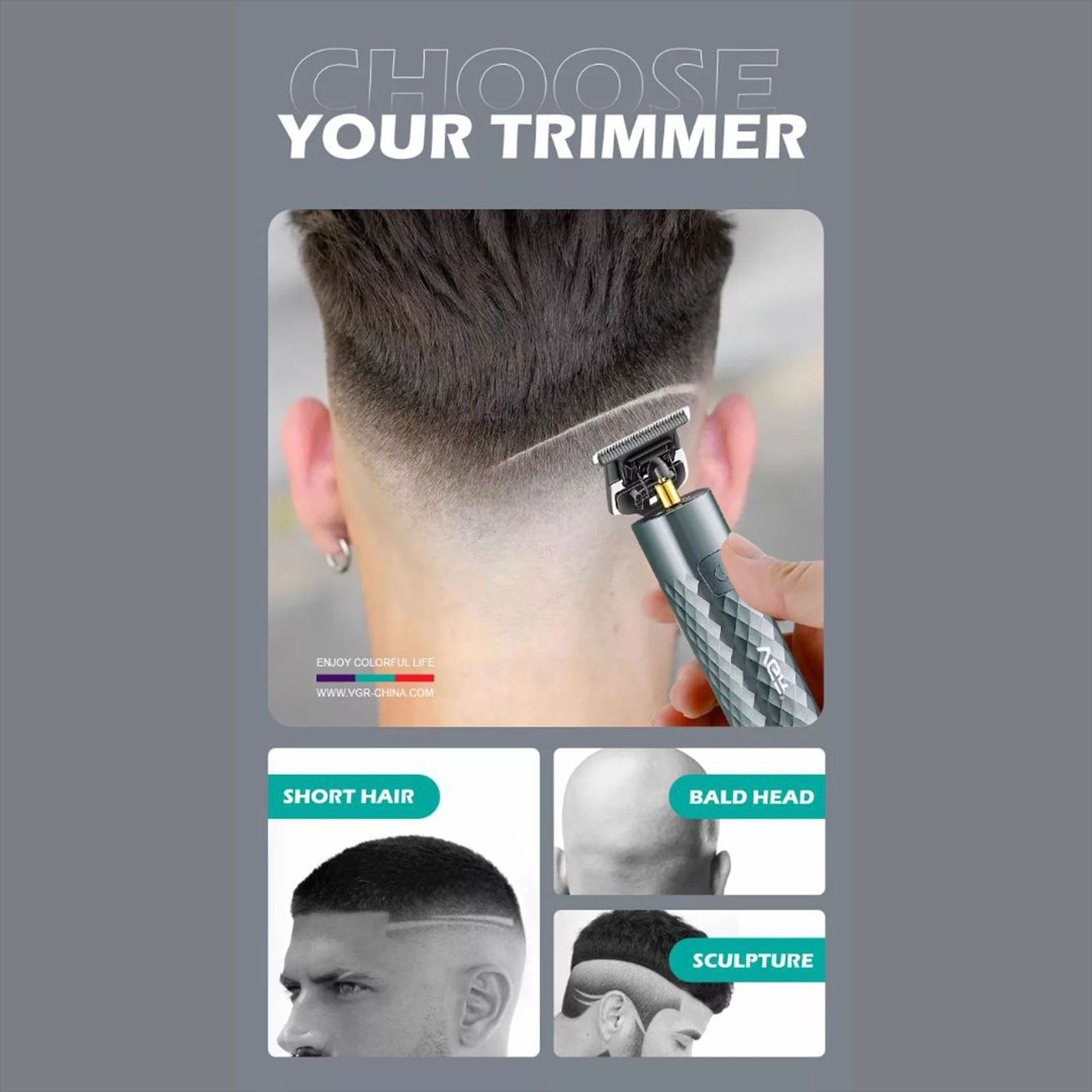 VGR V-077 Rechargeable Cordless Dry Trimmer for Hair Clipping, Beard, Moustache, Body Grooming & Intimate Areas with 3 Length Settings for Men (150min Runtime, LED Display, Black)_9